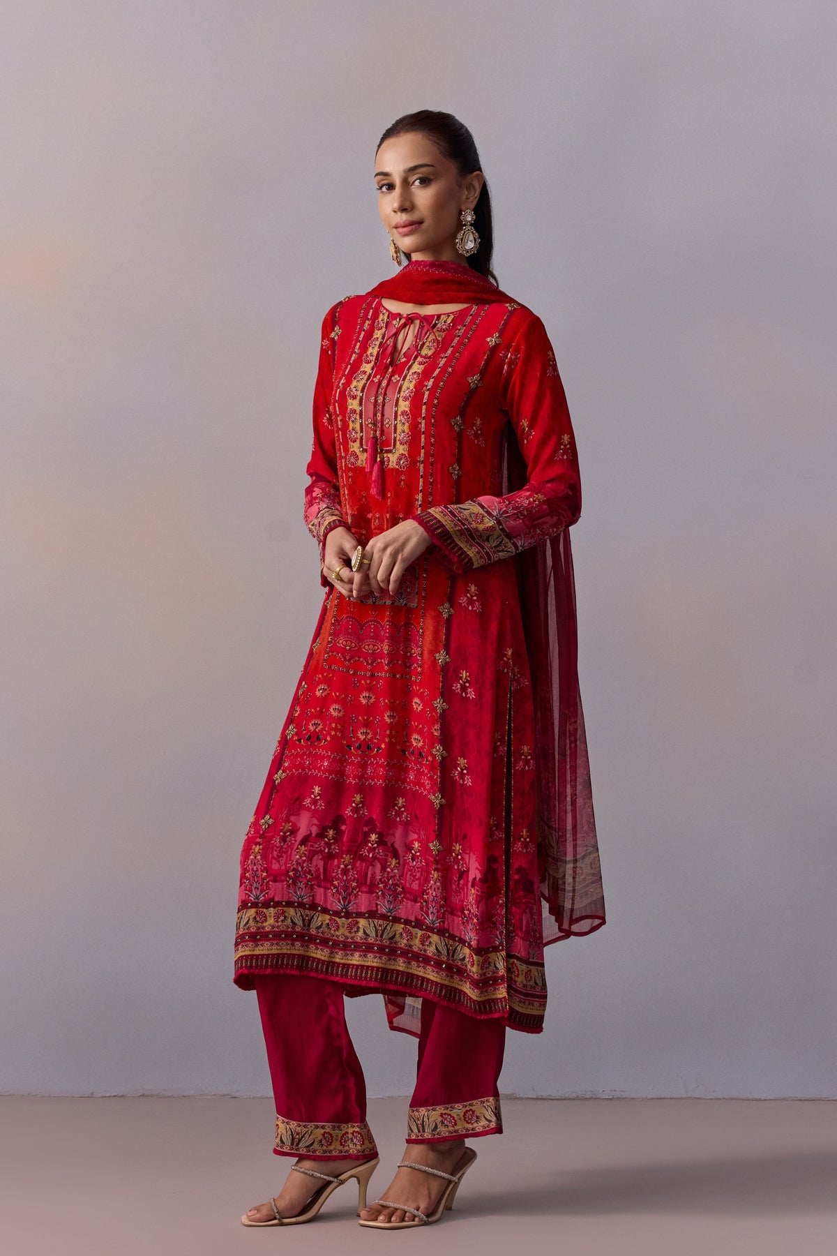 Red Shazia Kurta Set