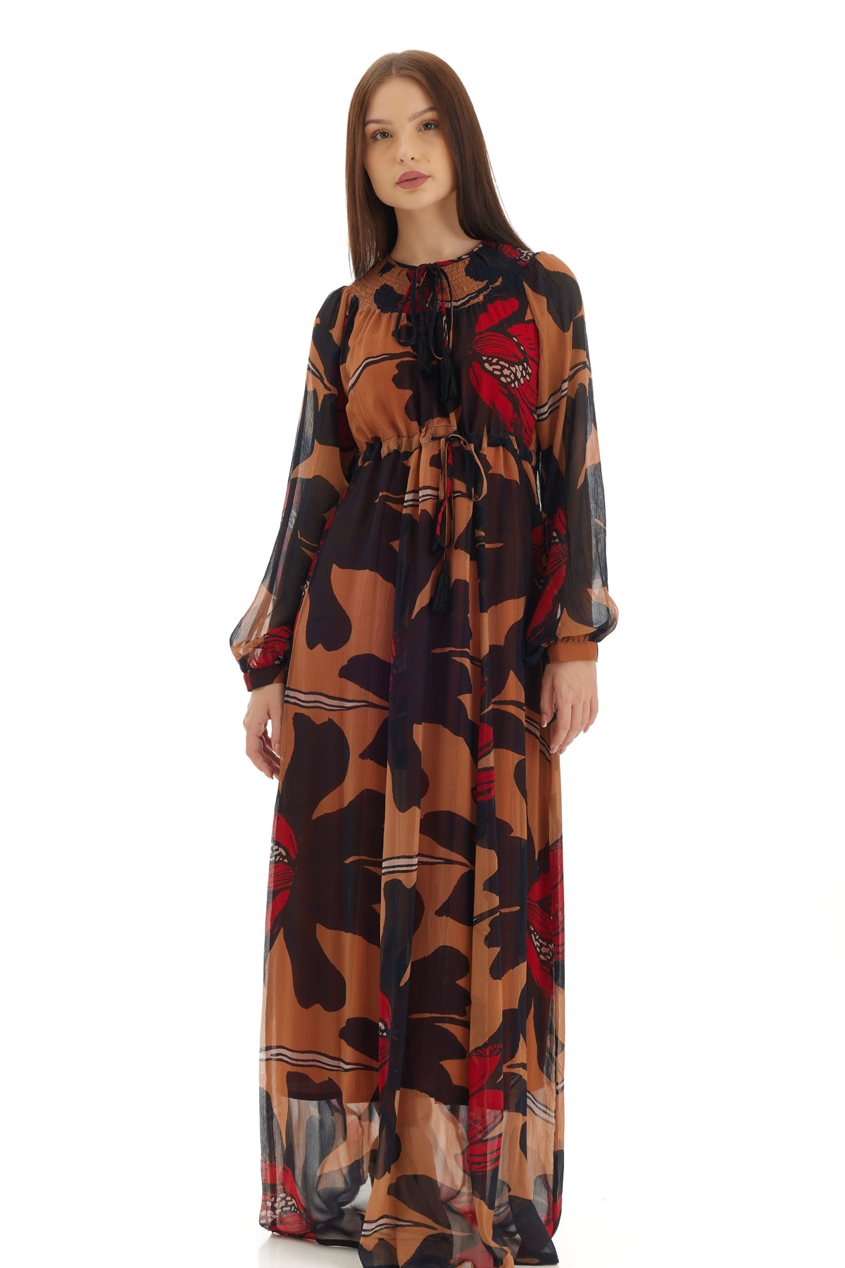 Orange and Brown Kaftan Dress