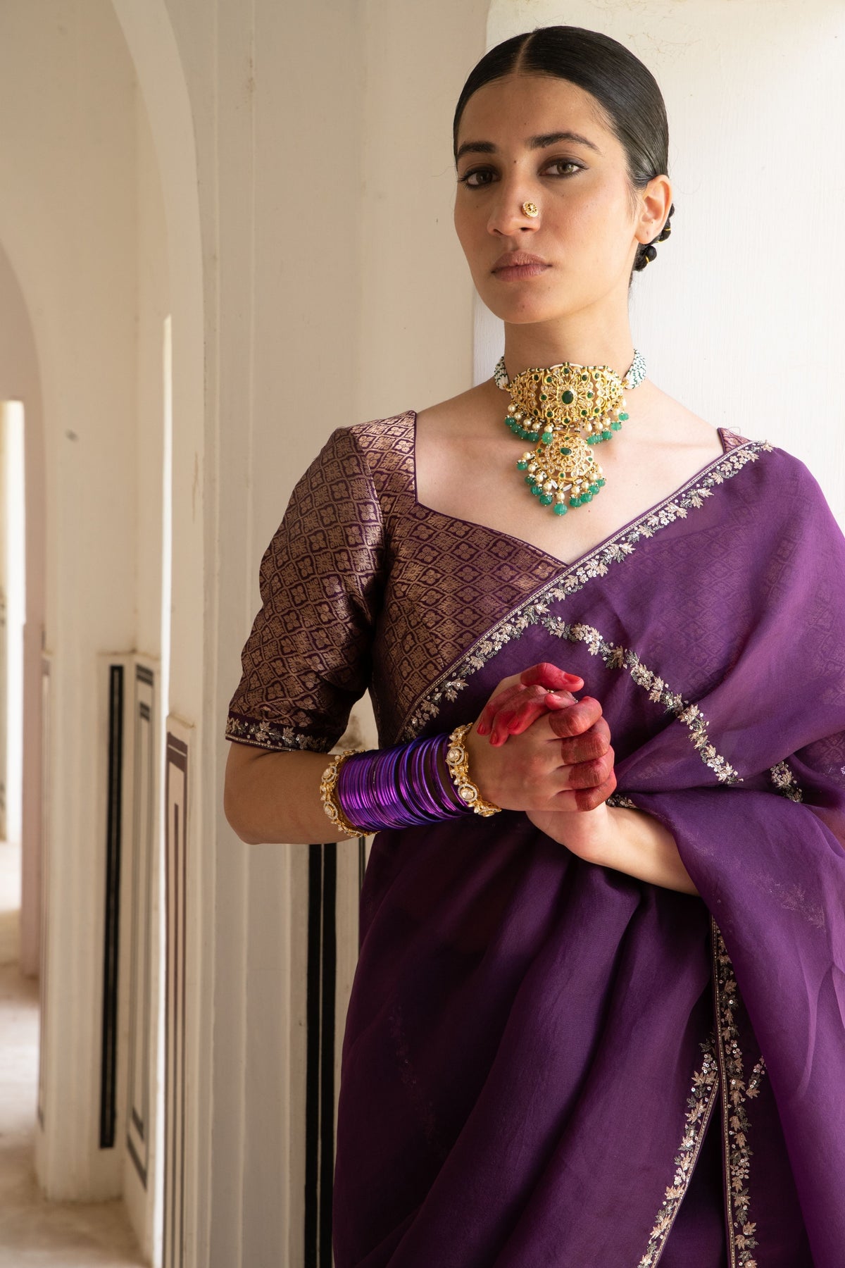 Aubergine Saree Set