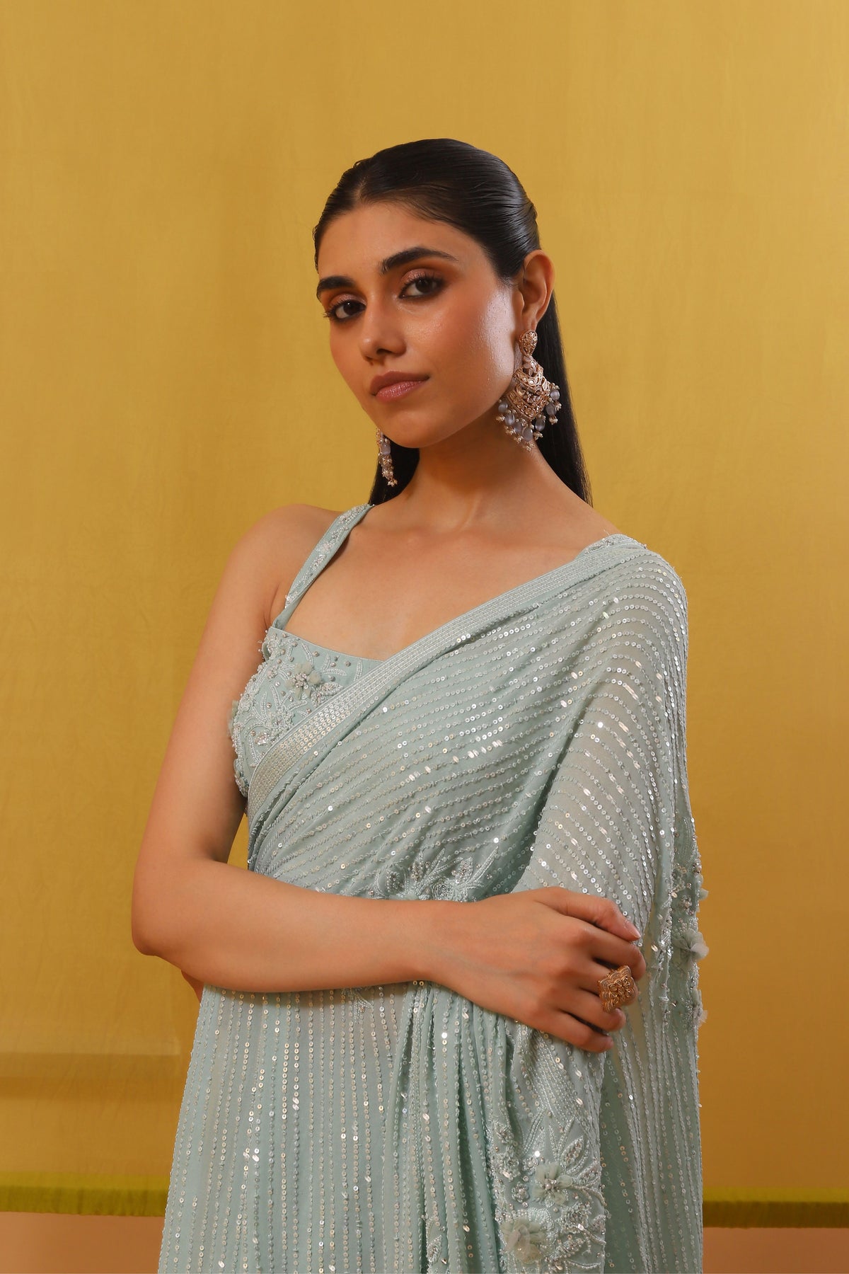 Pale Turquoise Alina Saree Set