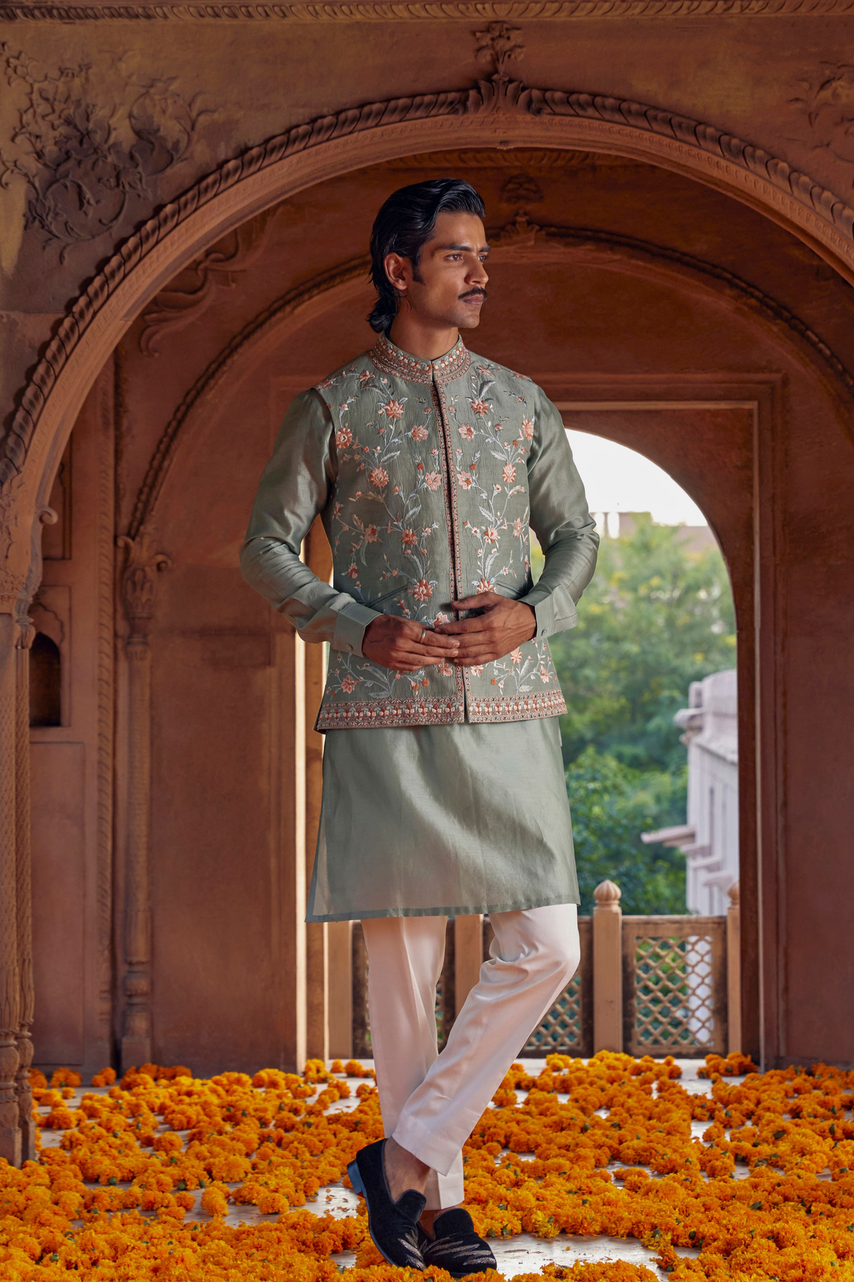 Naksh Sage Green Nehru Jacket