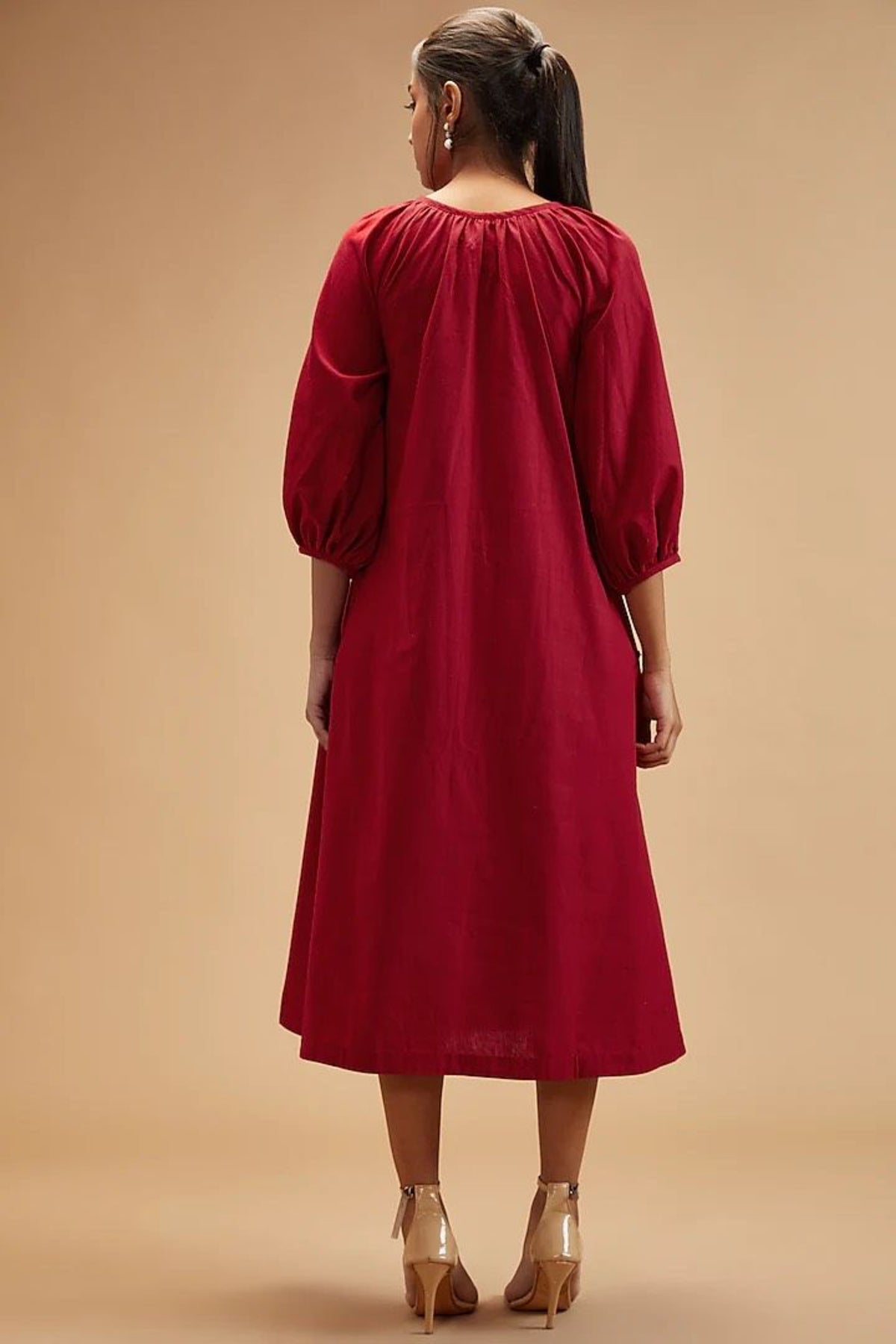 Scarlet Red Gathered Dress