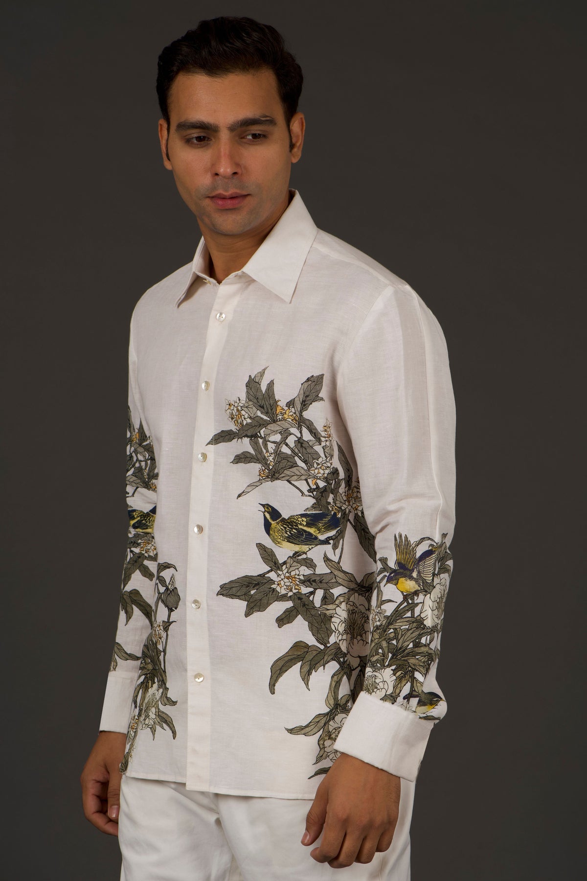 Ivory Floral Print Shirt