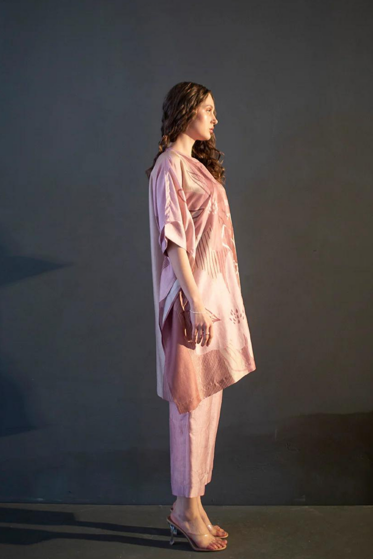 Dusky Pink Abstract Geometric Tunics Set