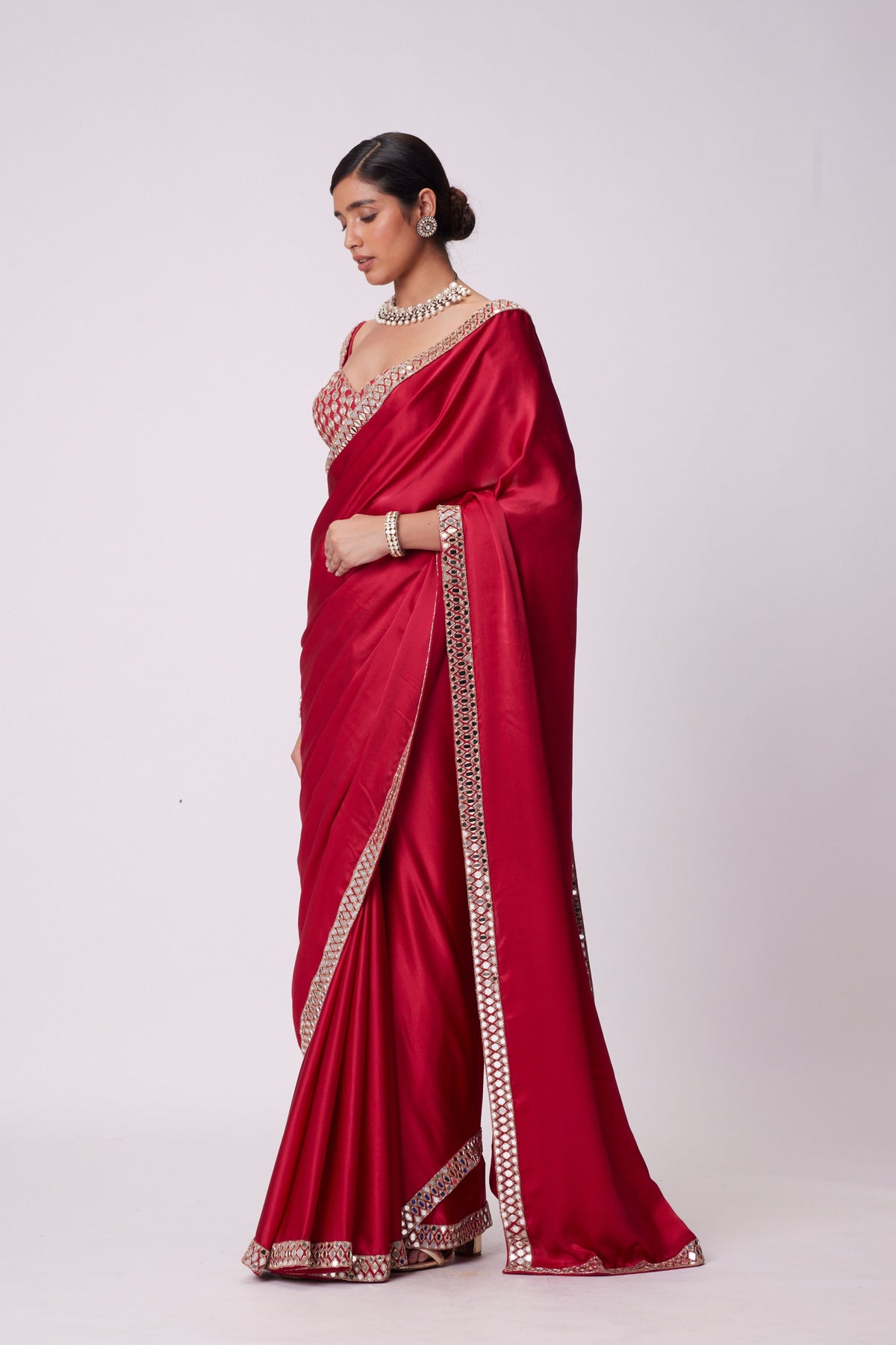 Crimson Red Saree Set