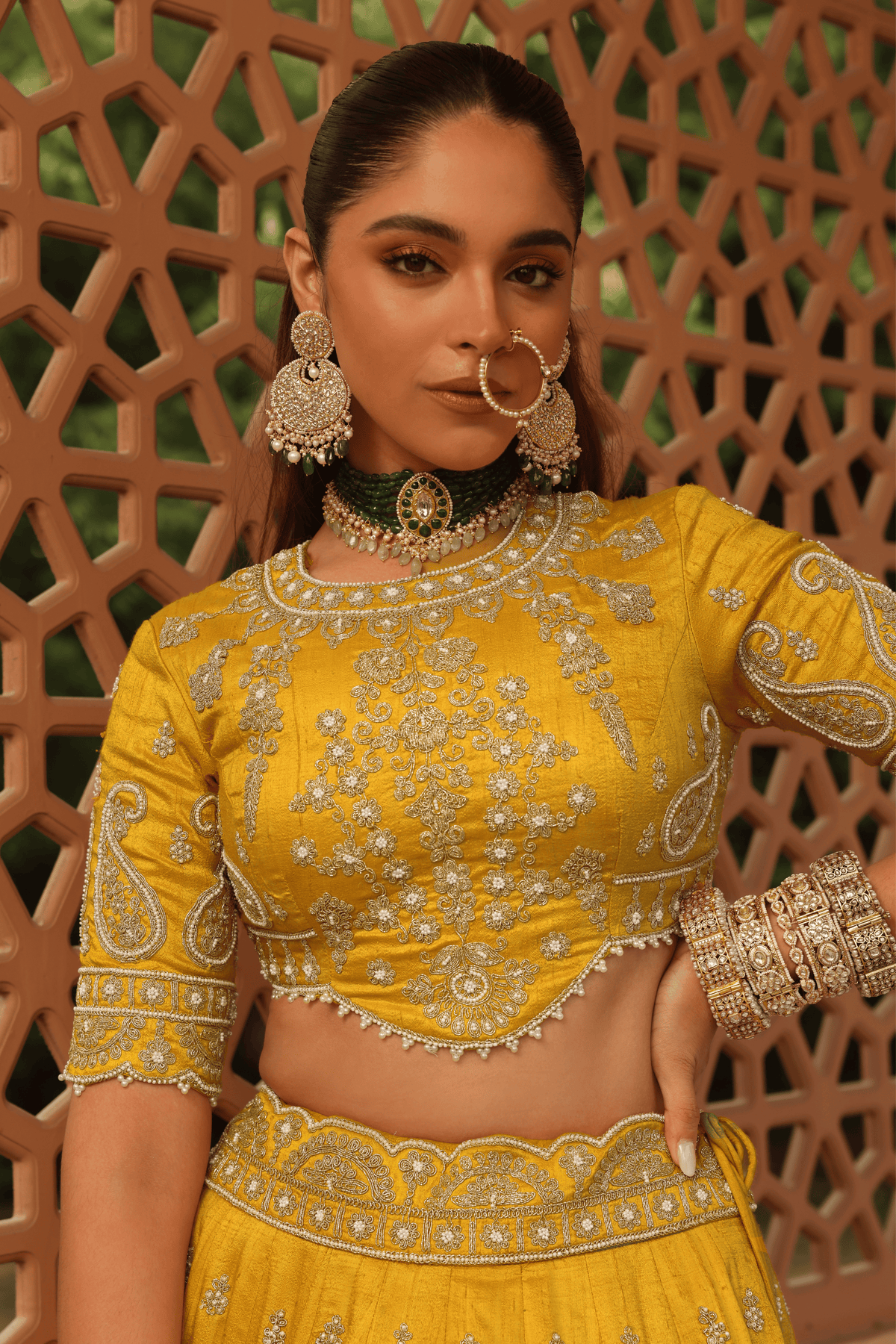 Uzma Mustard Lehenga Set