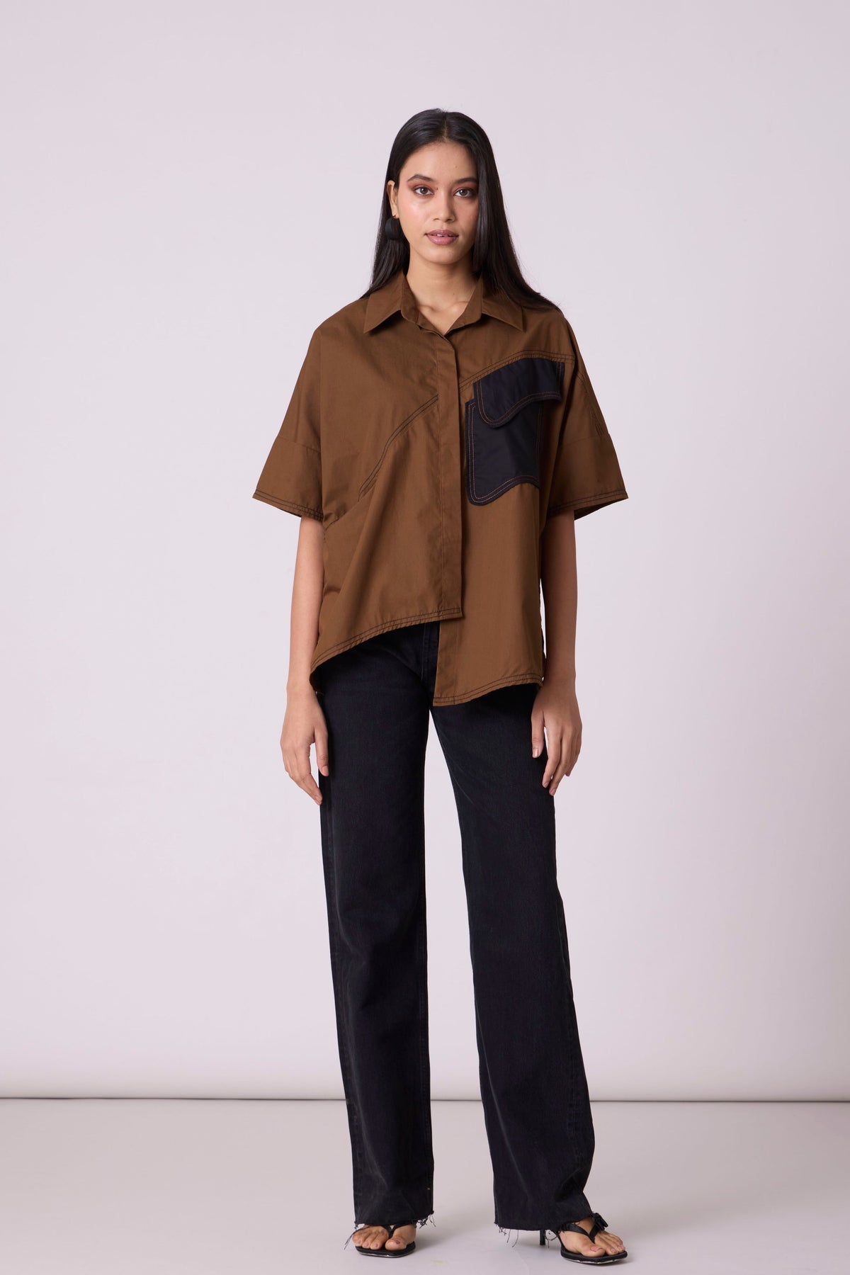 Andrea Olive Brown Shirt