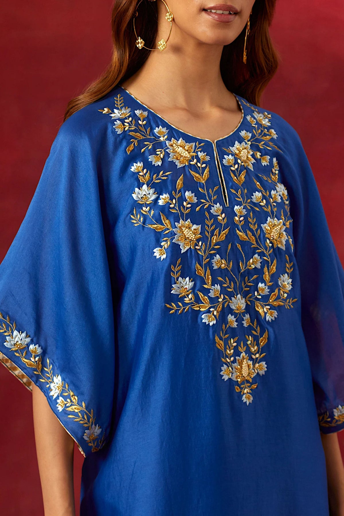 Blue Embroidered Yoke Kurta Set