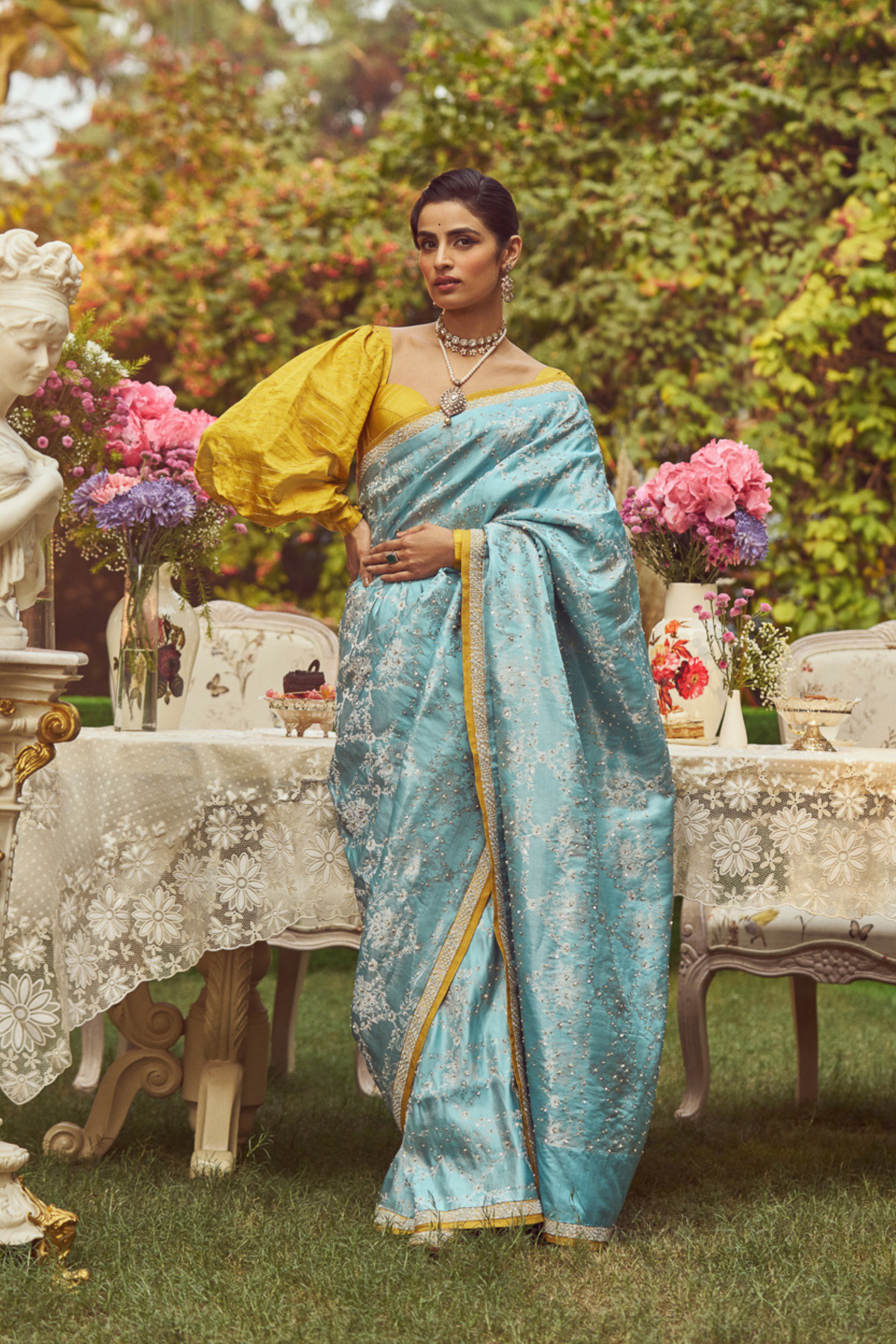 Blue Zari Handloom Sari