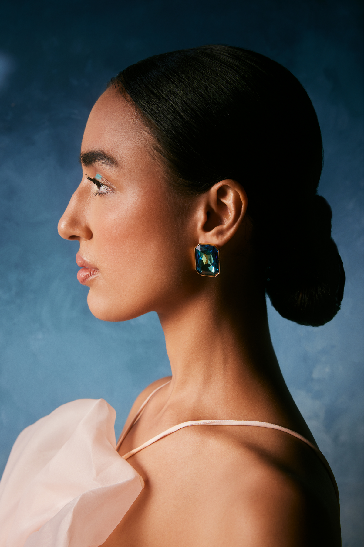 Radiance Crystal Cocktail Earring - Peacock Blue