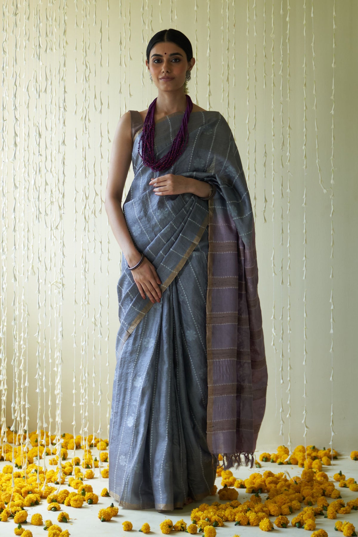 Zeenat Grey &amp; Mauve Saree