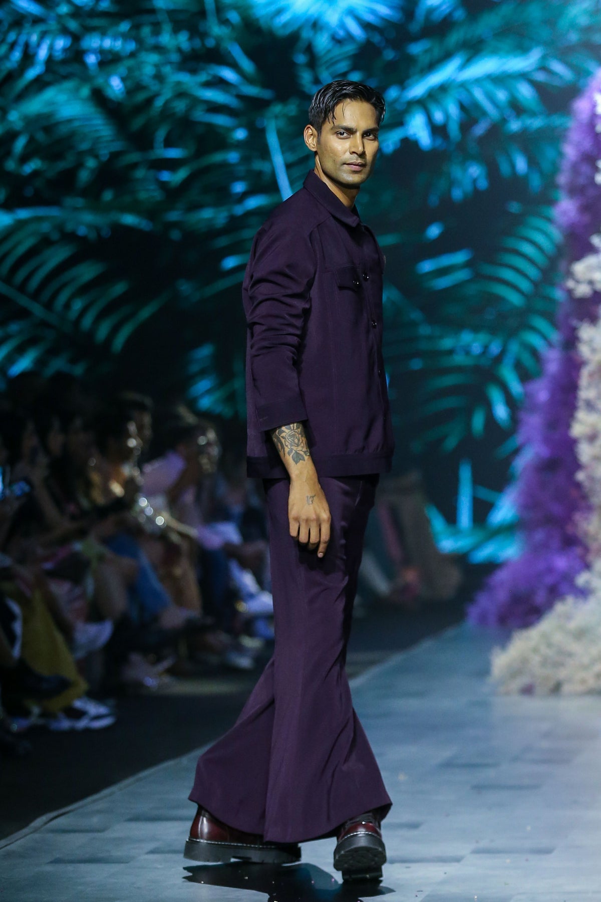 Deep Plum Hand Embroidere Men Pant