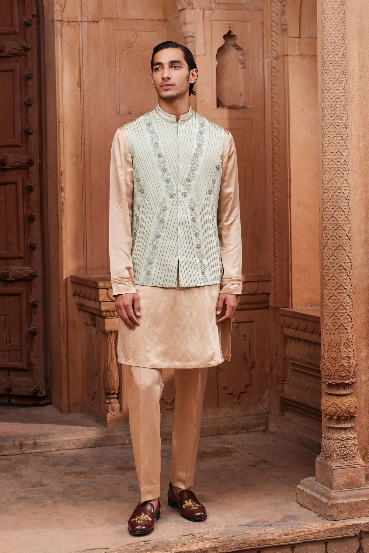 Kiran Silk Nehru Jacket Set