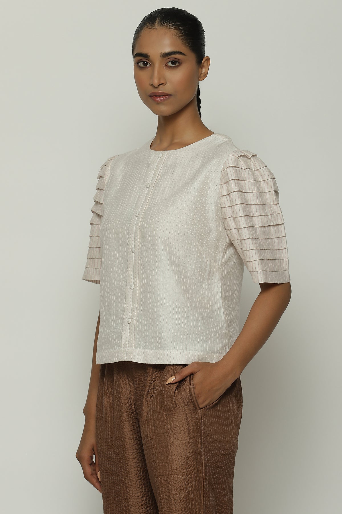 Ivory Pleated Top