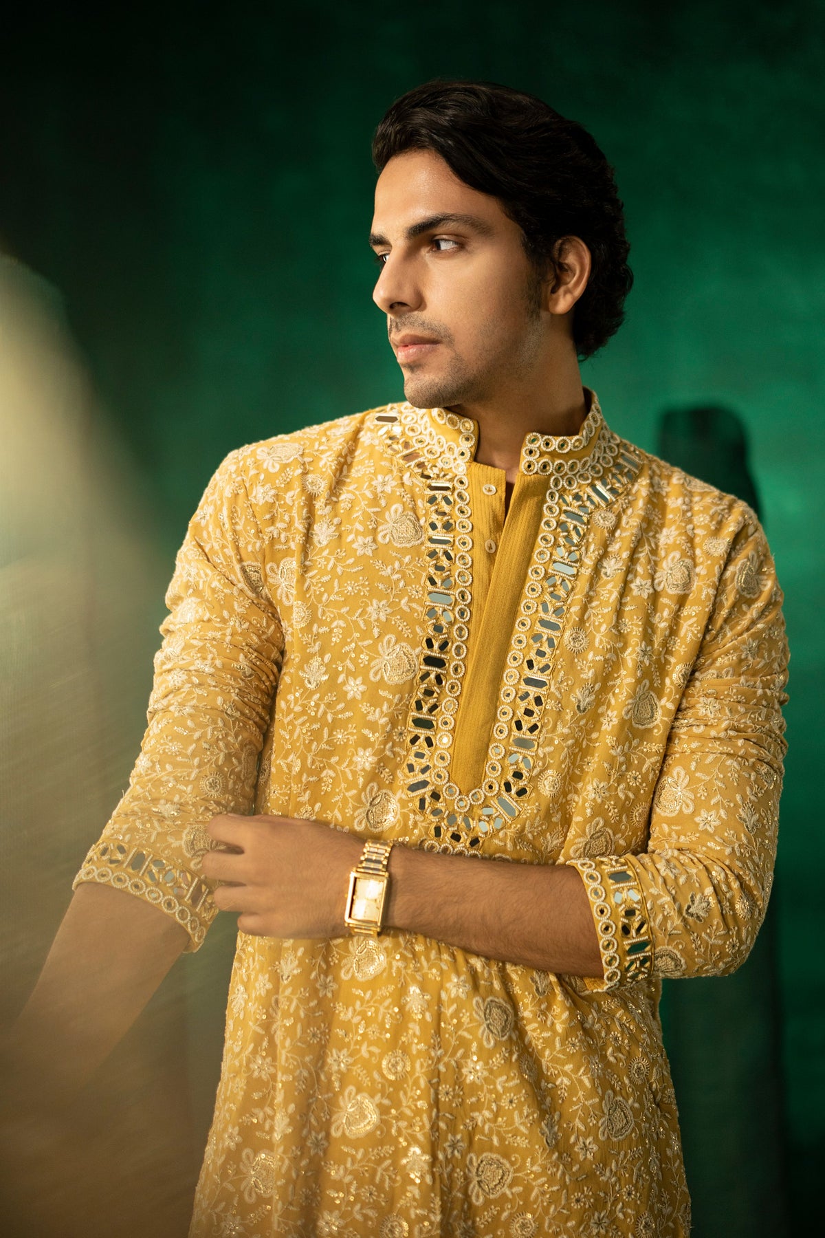 Golden Yellow Chikankari Kurta Set