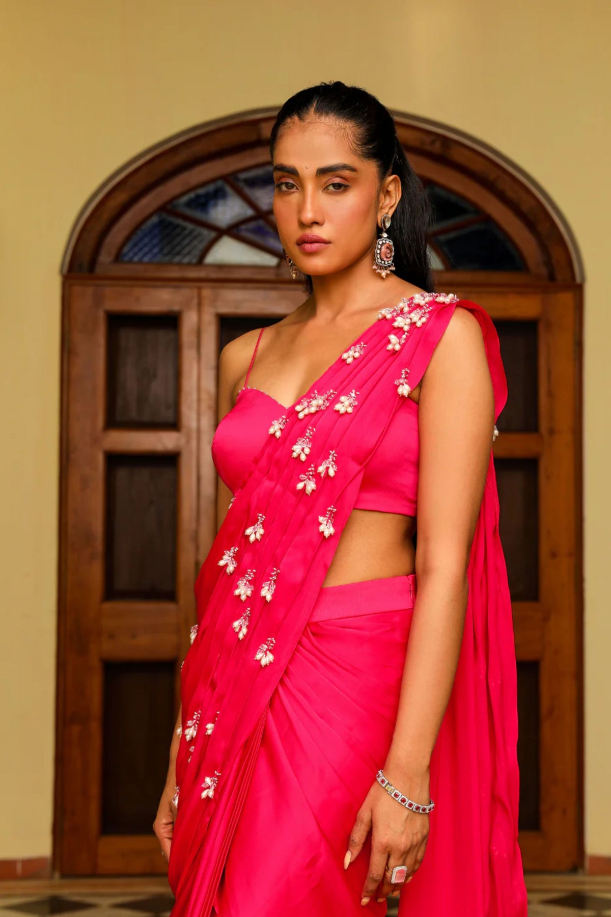 Rani Pink Drape Saree