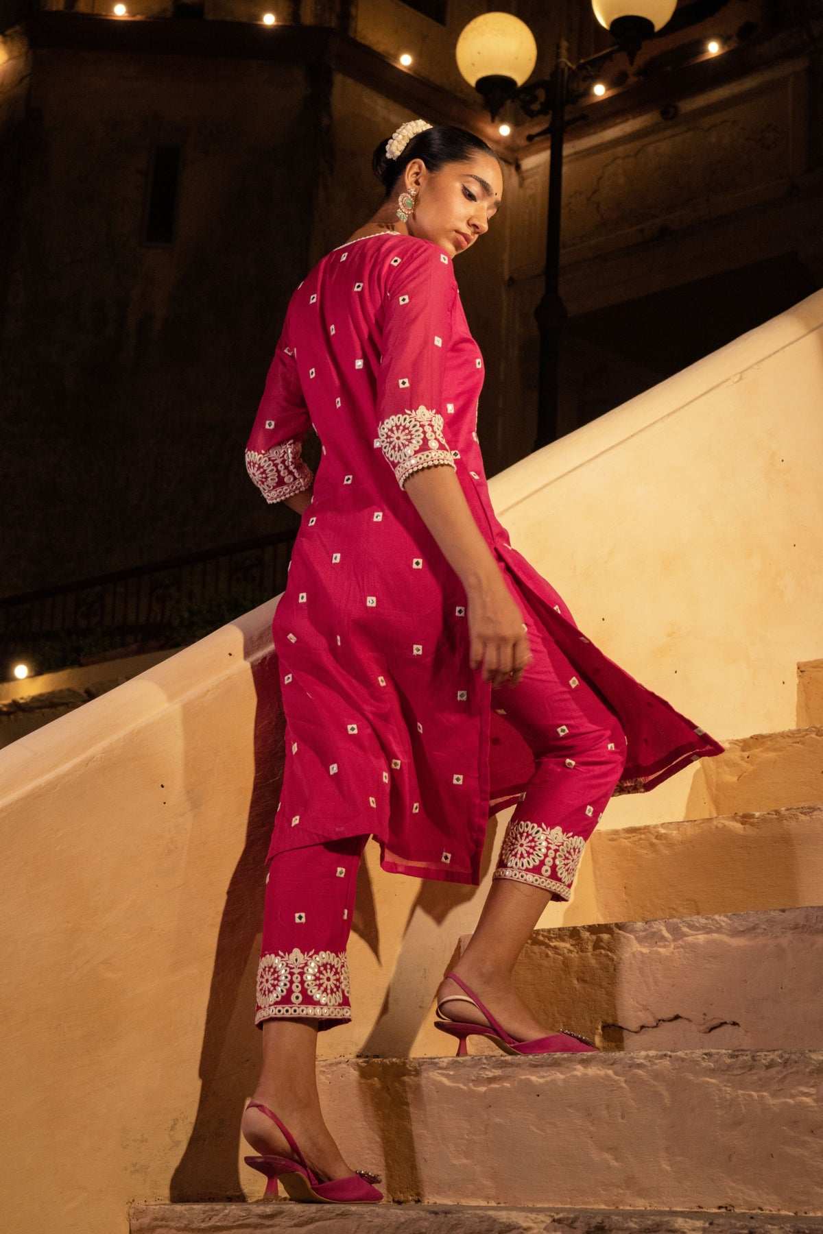 Fuchsia Circle Kurta Set