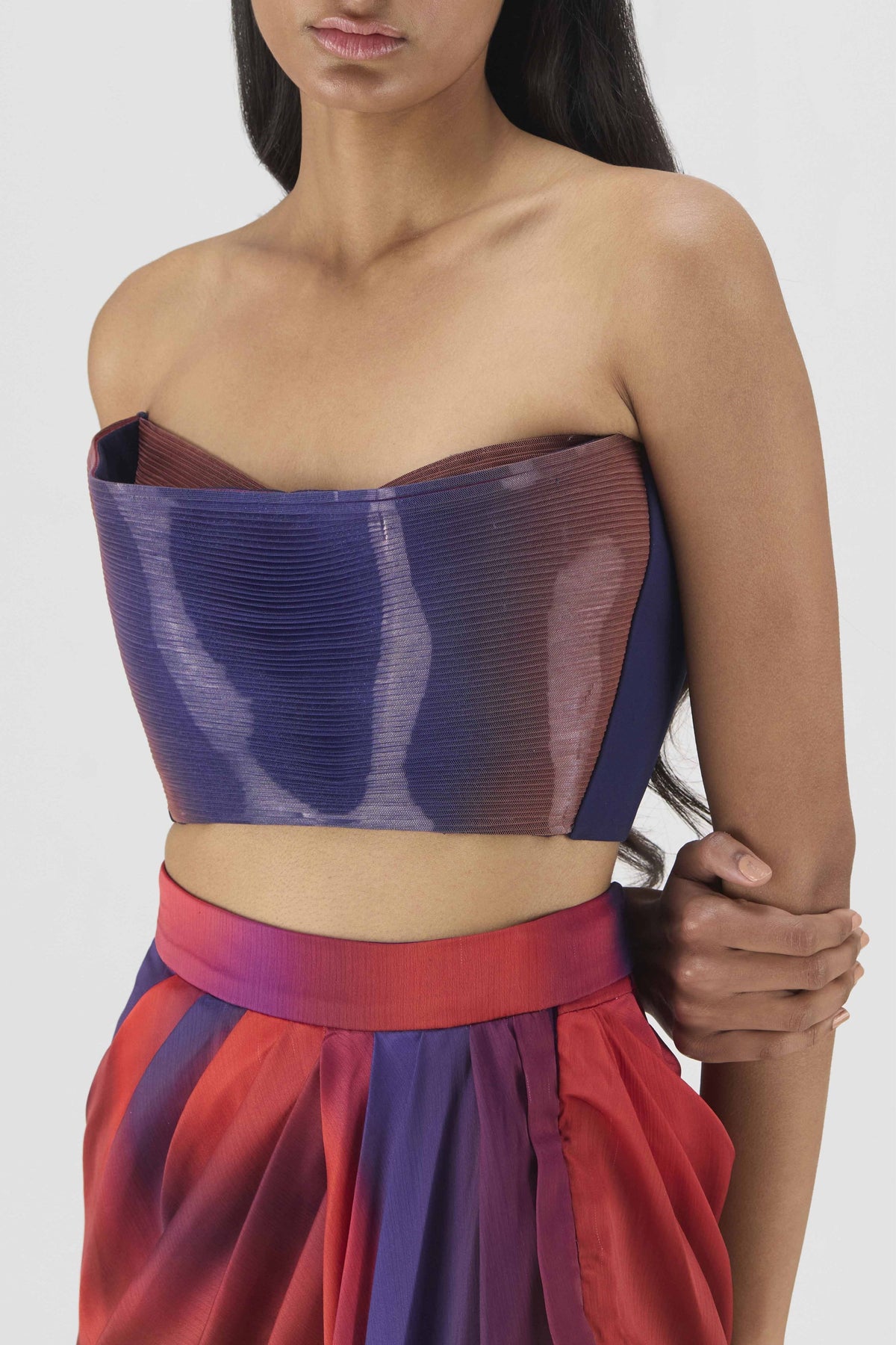 Red And Blue Bustier With Skirt