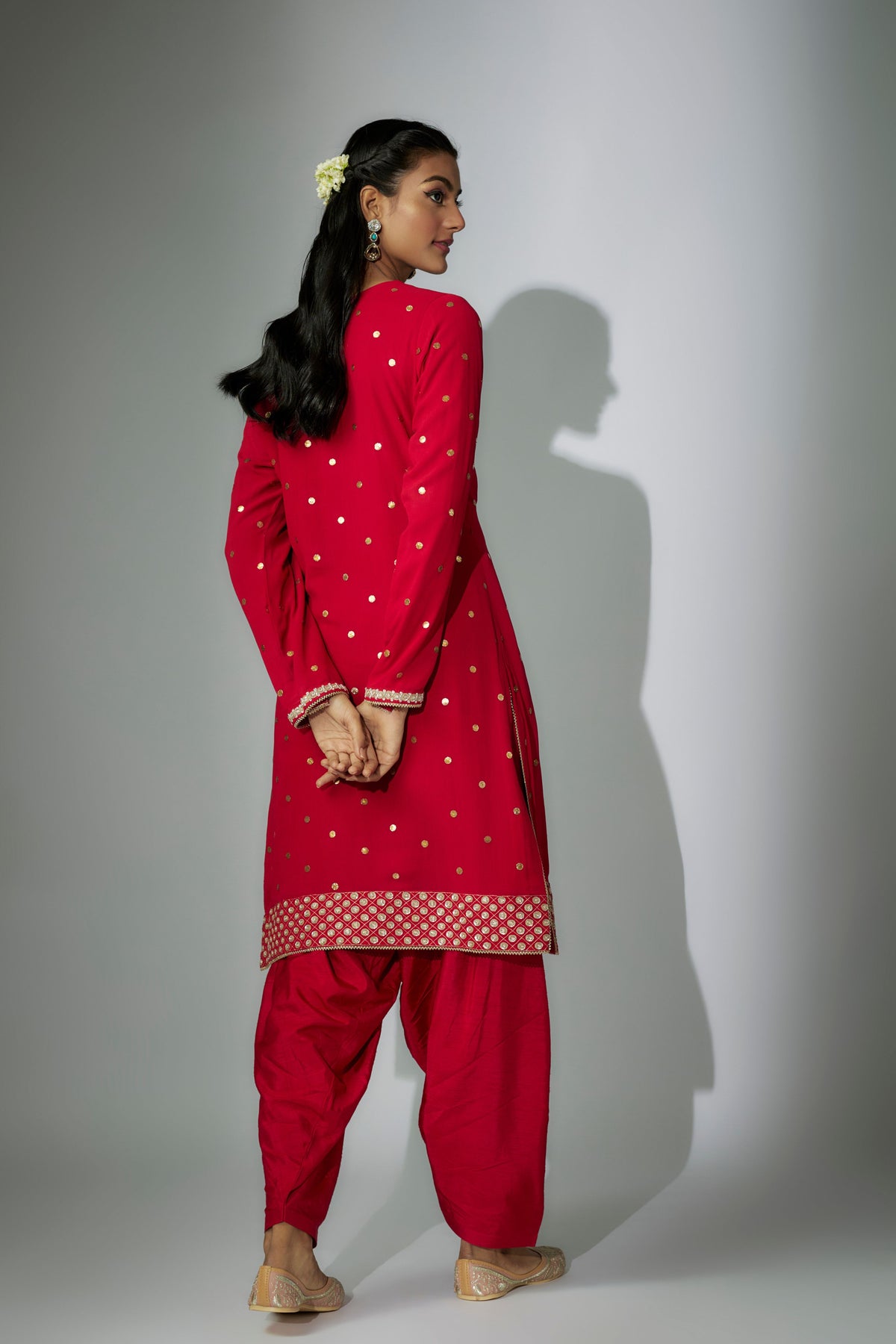 Red Embroidered Kurta Set