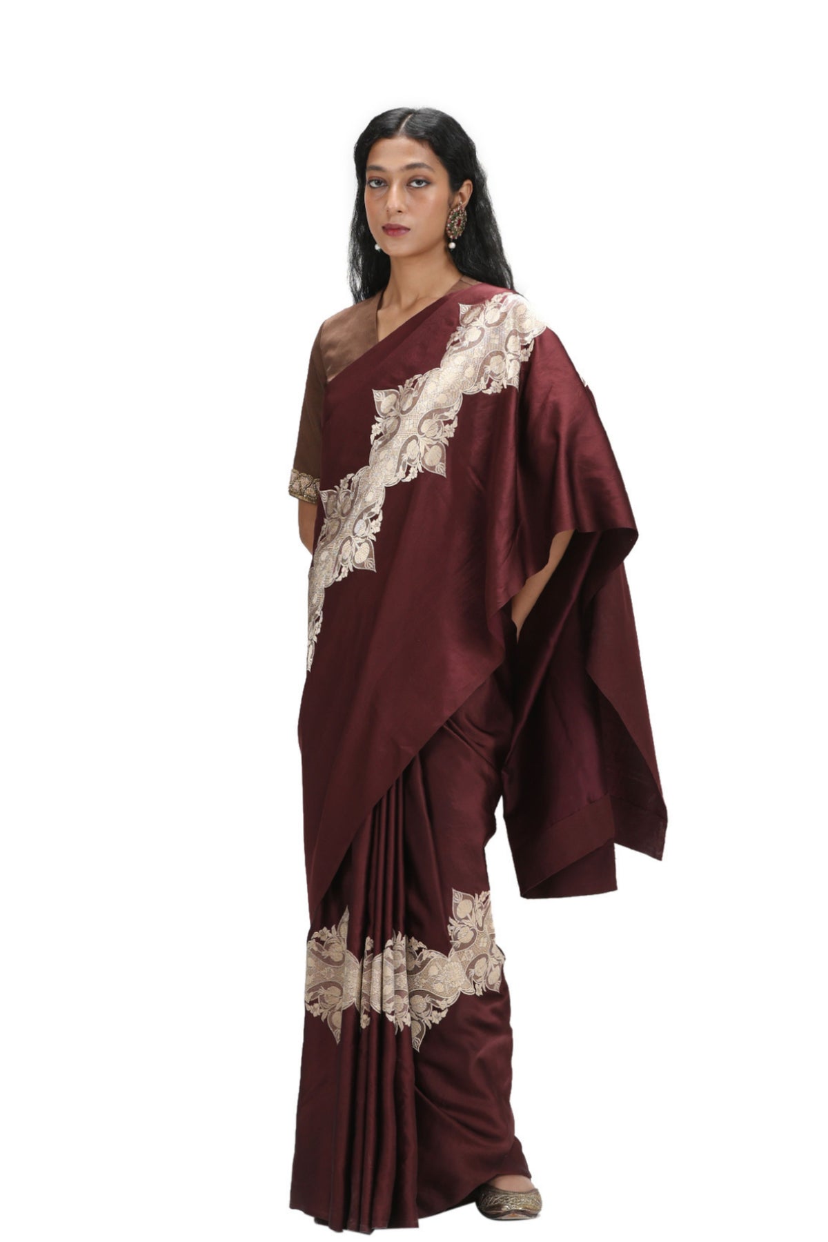 Jyestha Burgundy Saree Set