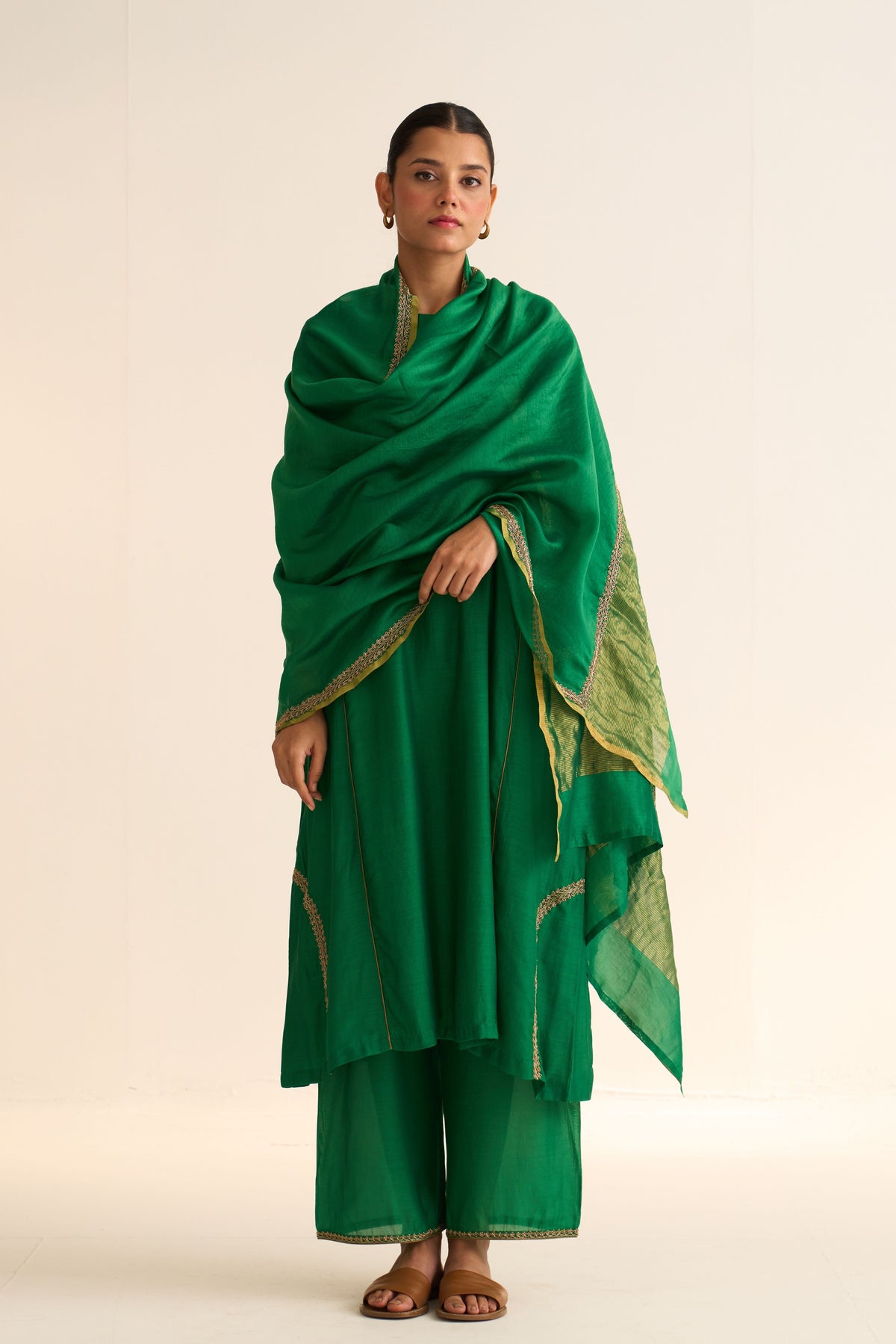 Mridini Green Chanderi Dupatta