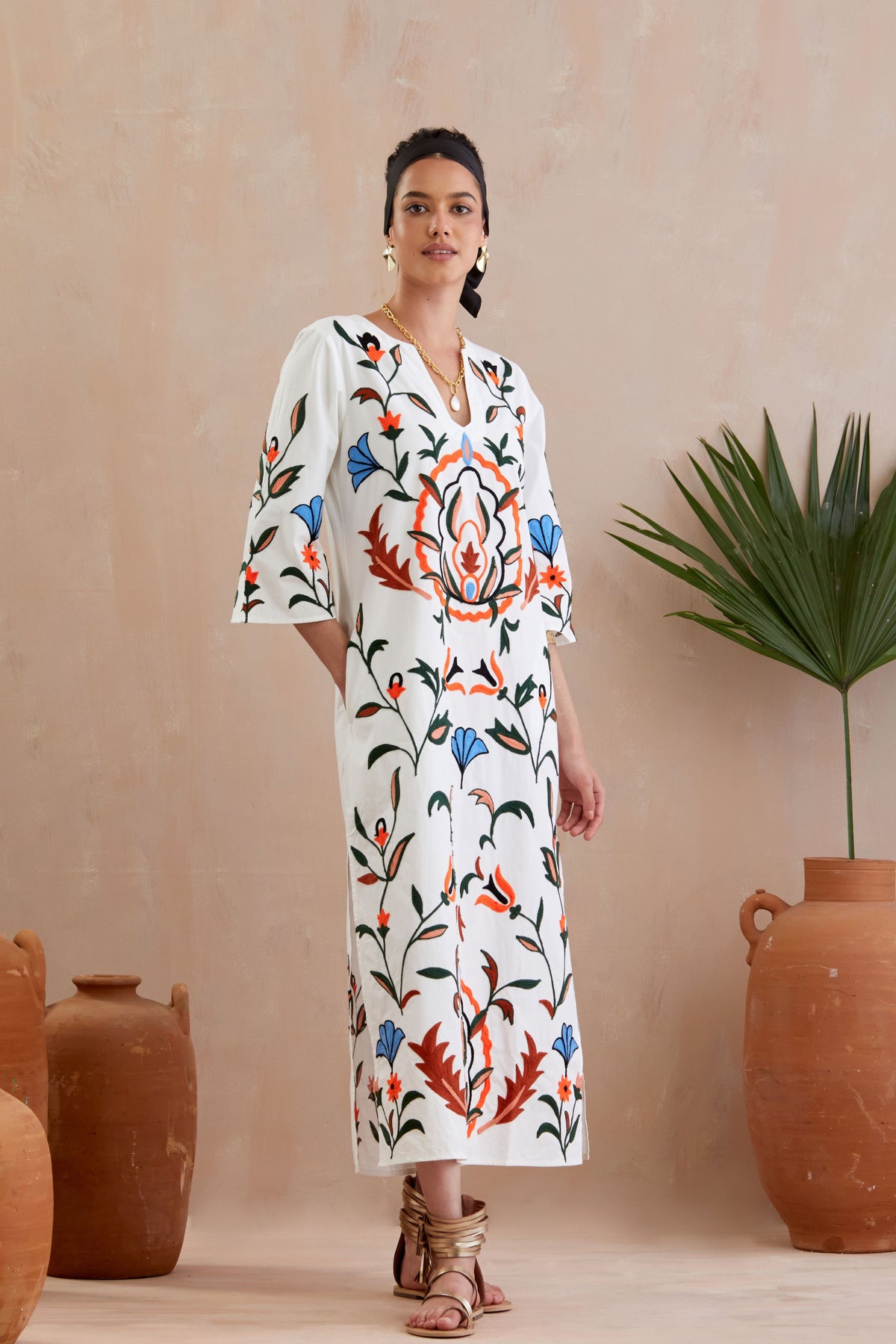 Ivory and Multicolour Maxi Dress