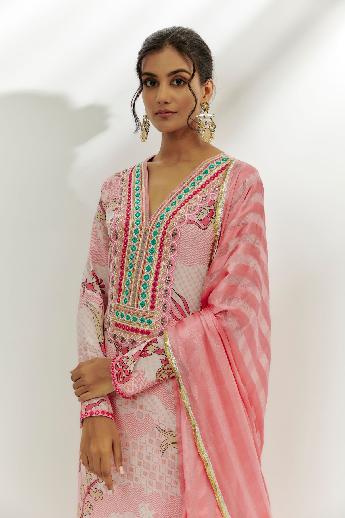 Pastel Pink Printed Kurta Set