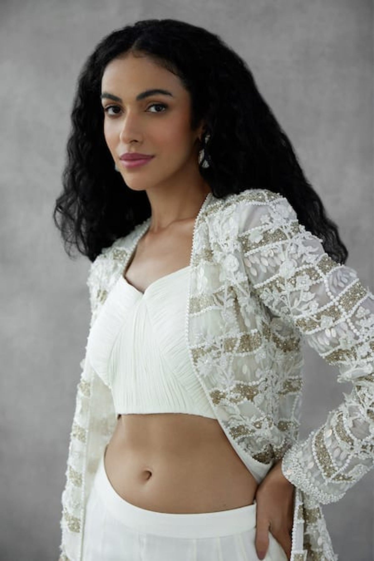 Ivory Embroidered Jacket Set