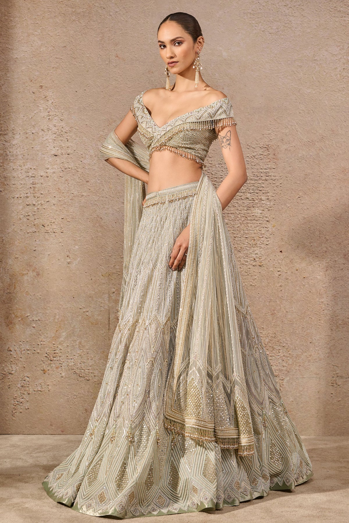 Aqua Embroidered Lehenga Set