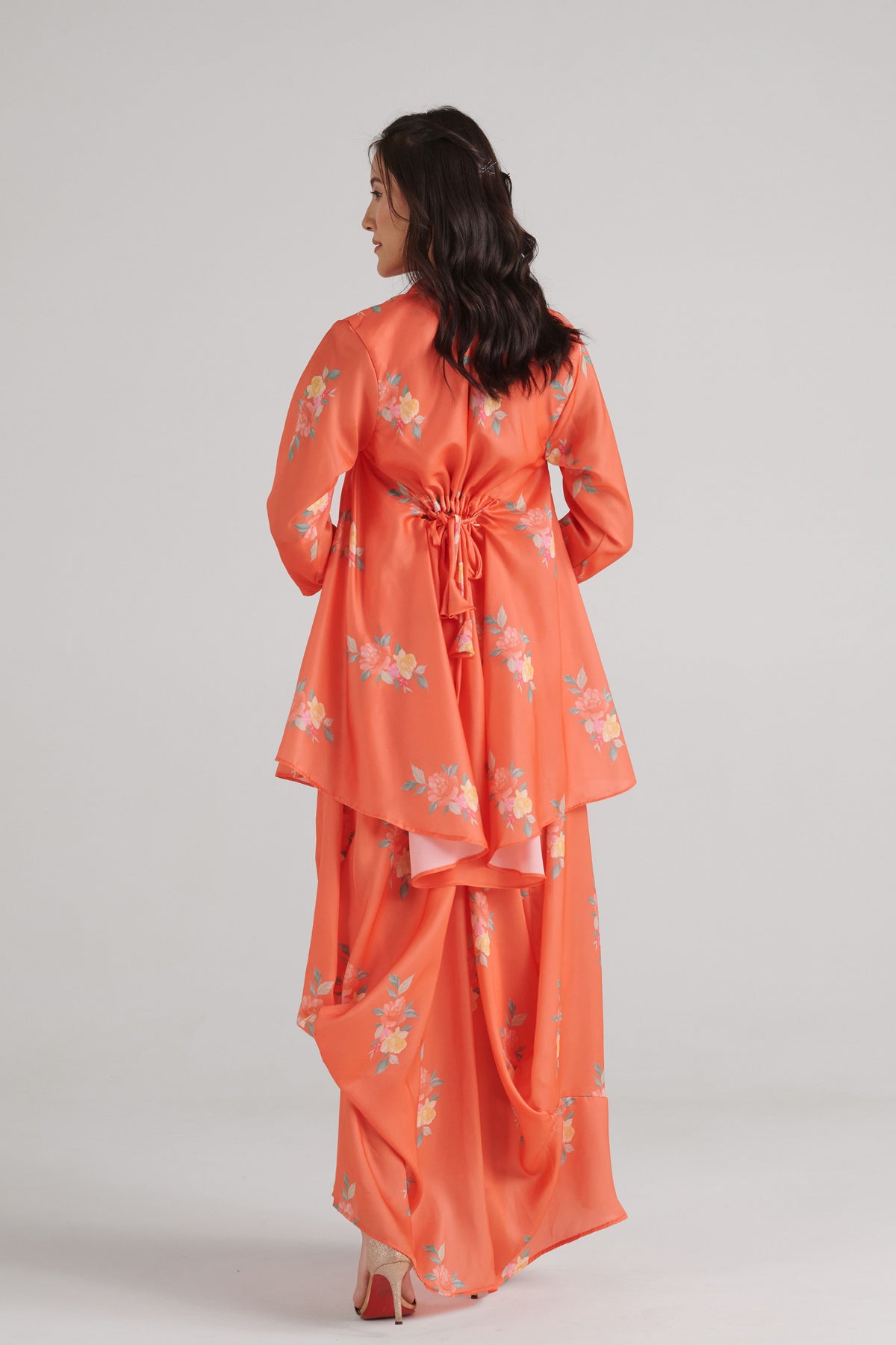 Bright Orange Dhoti Kurti Dress