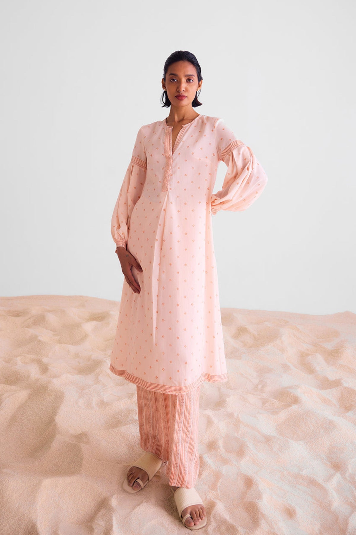 Peach Pink Kurta Set