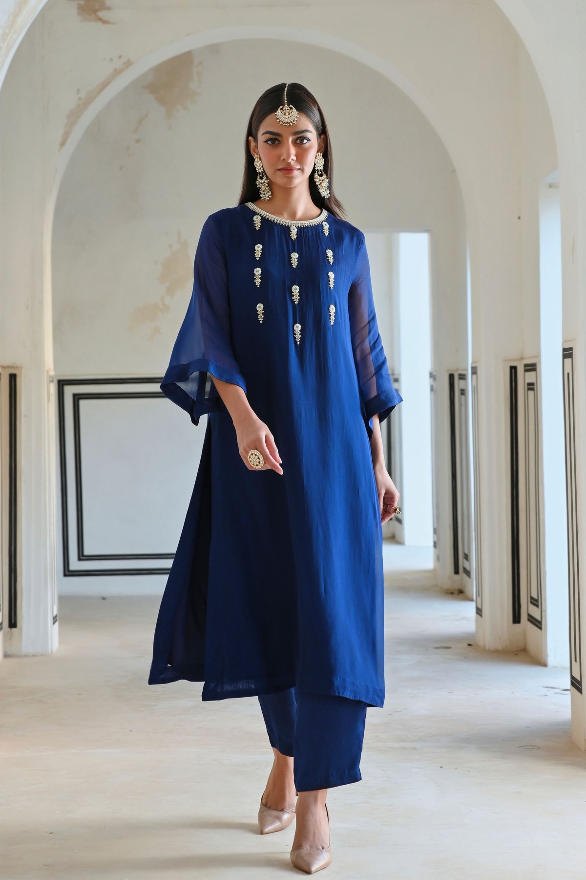 Royal Blue Embroidered Kurta