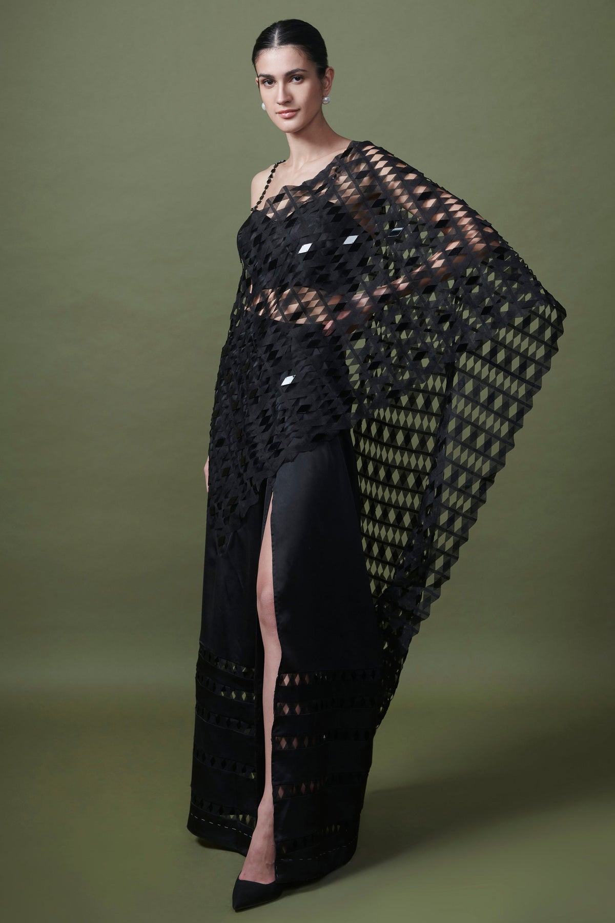 Beaded Black Gauze Saree