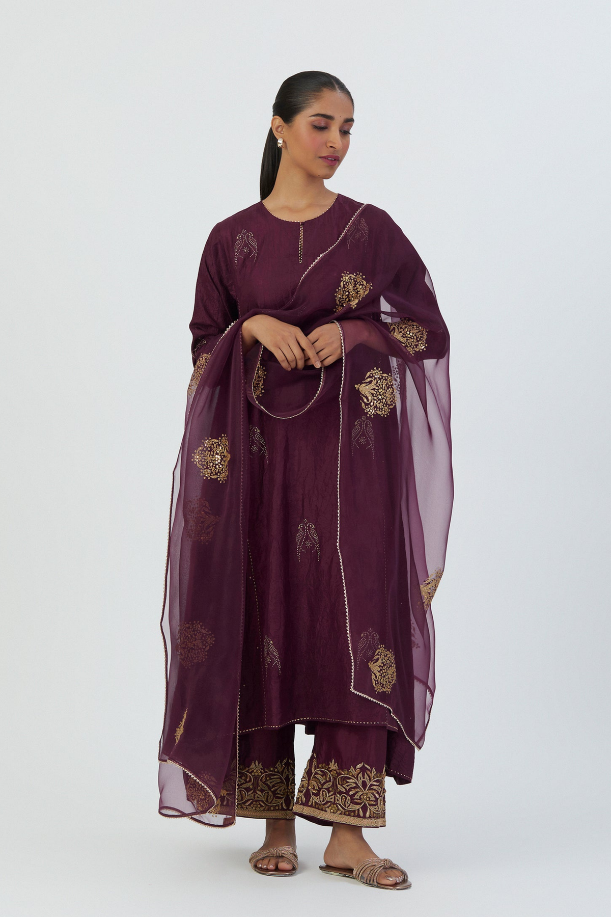 Sujata Wine Kurta &amp; Pant