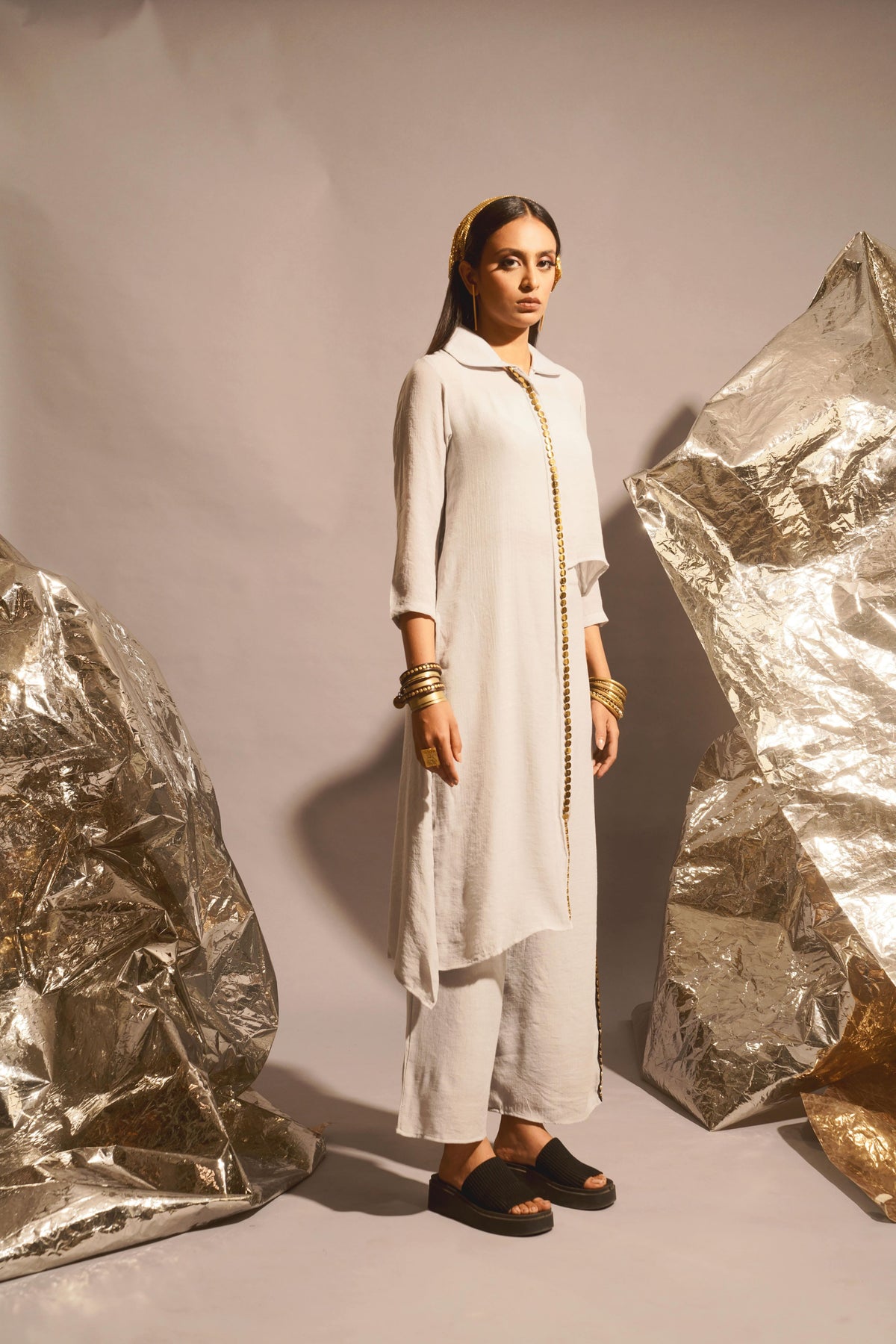 White Embellished Kurta Set