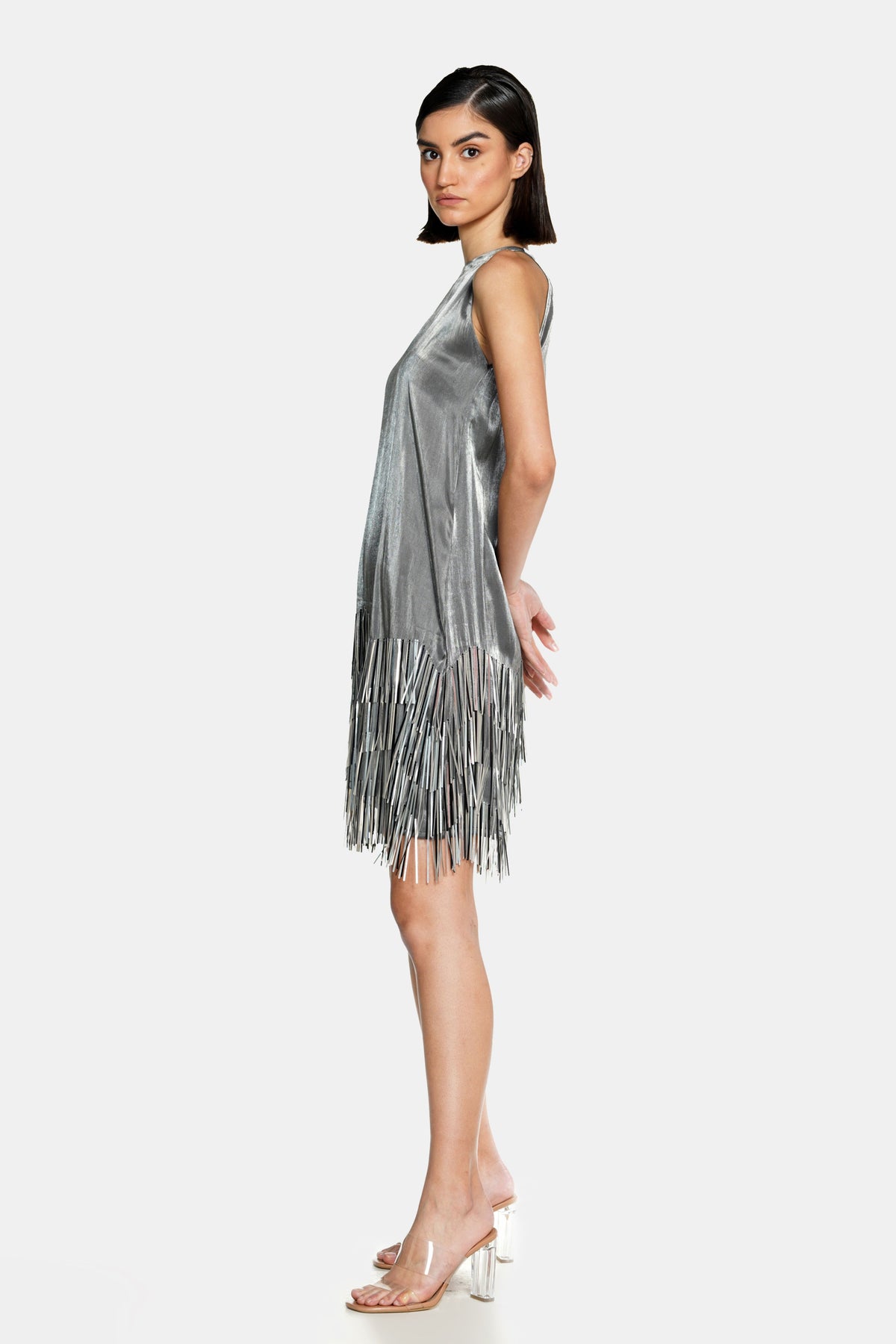 Metallic Fringe Mini Dress