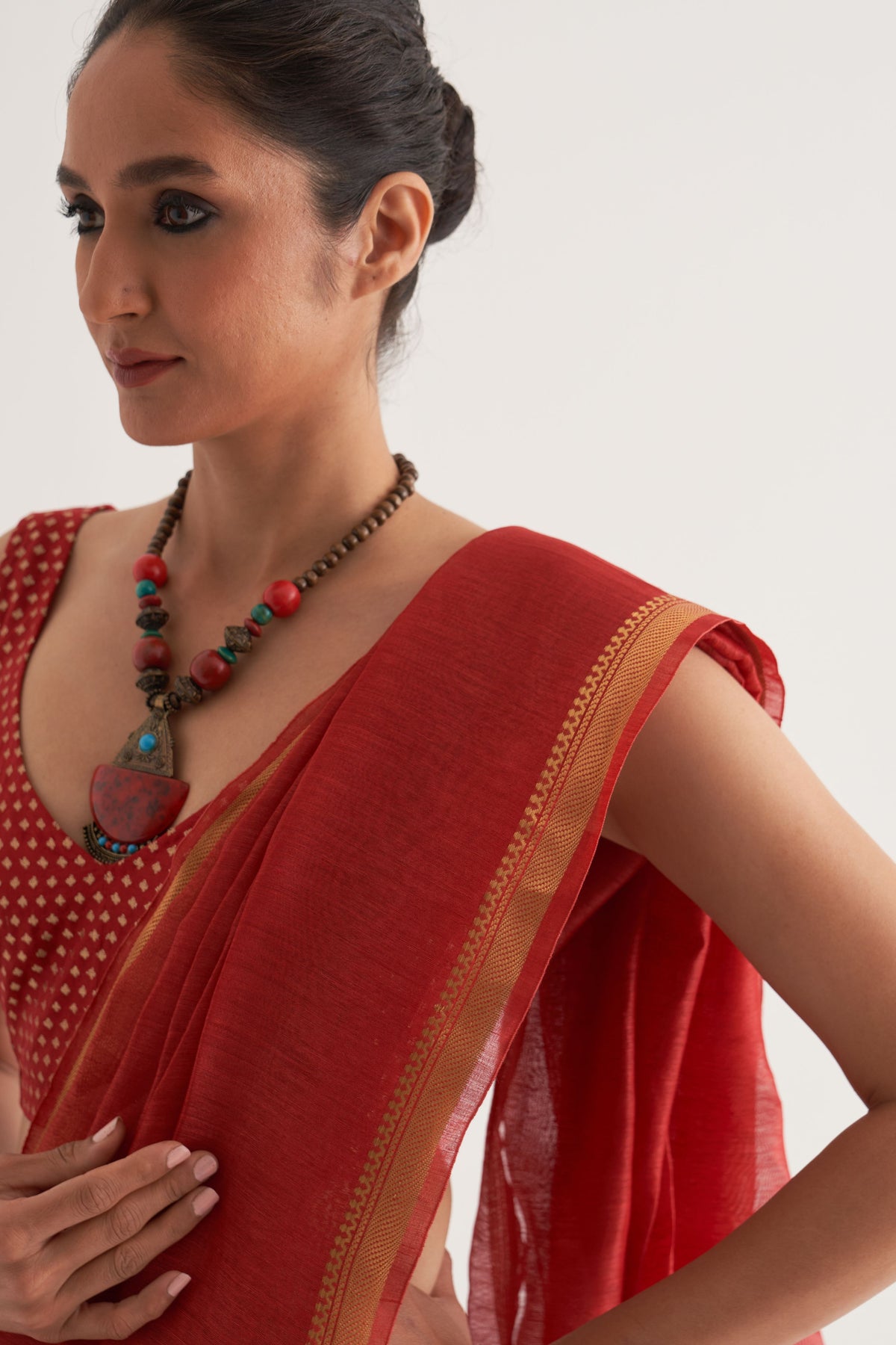 Paro Red Saree