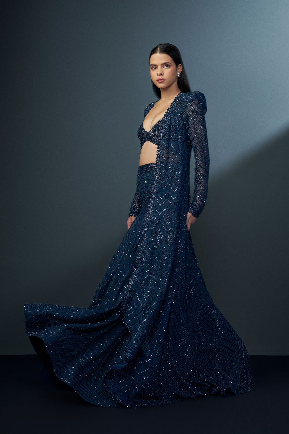 Twilight Blue Sharara With Jacket