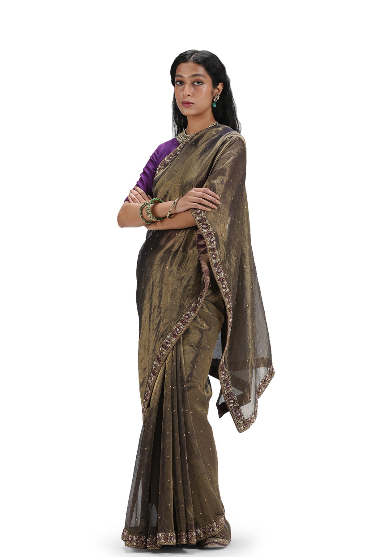 Jagadisvari Grey Saree Set