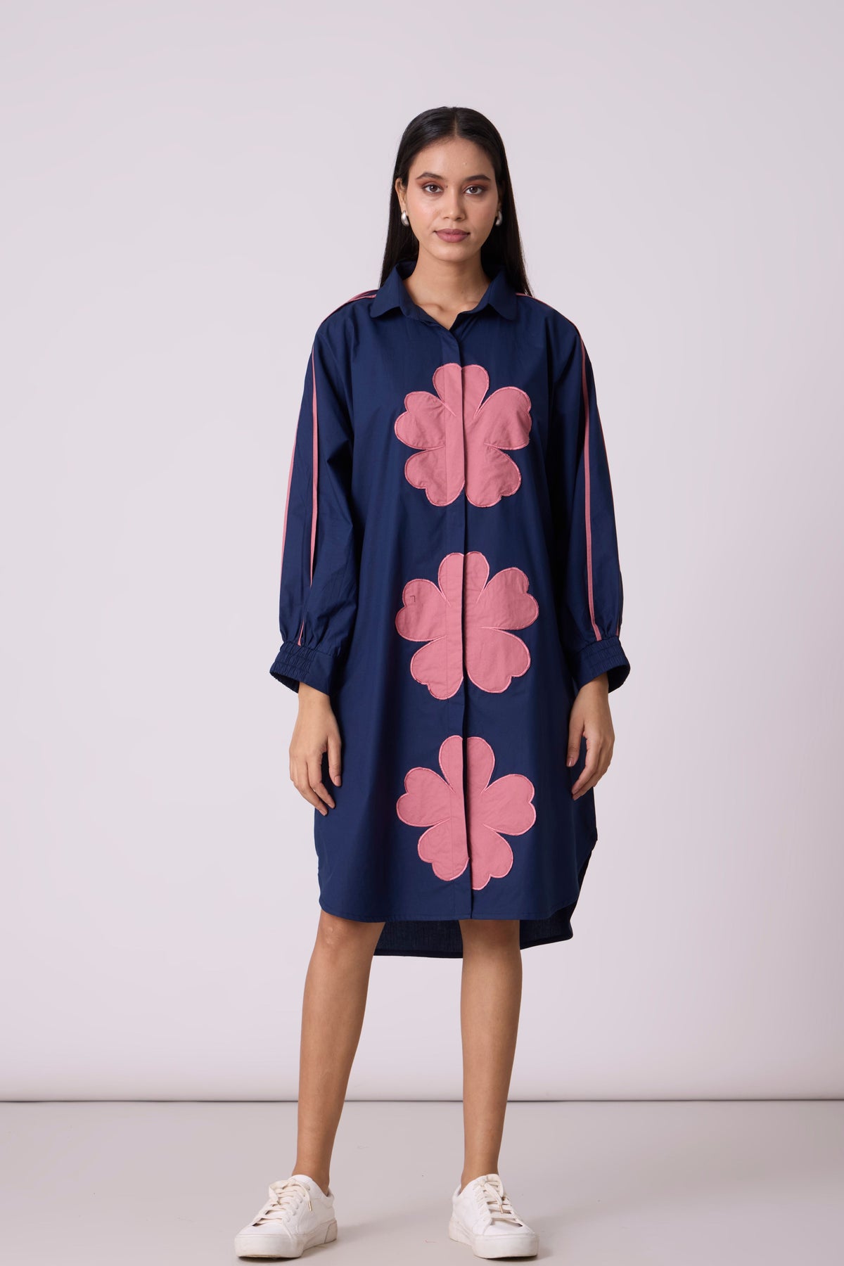 Brooke Applique Navy Blue Dress