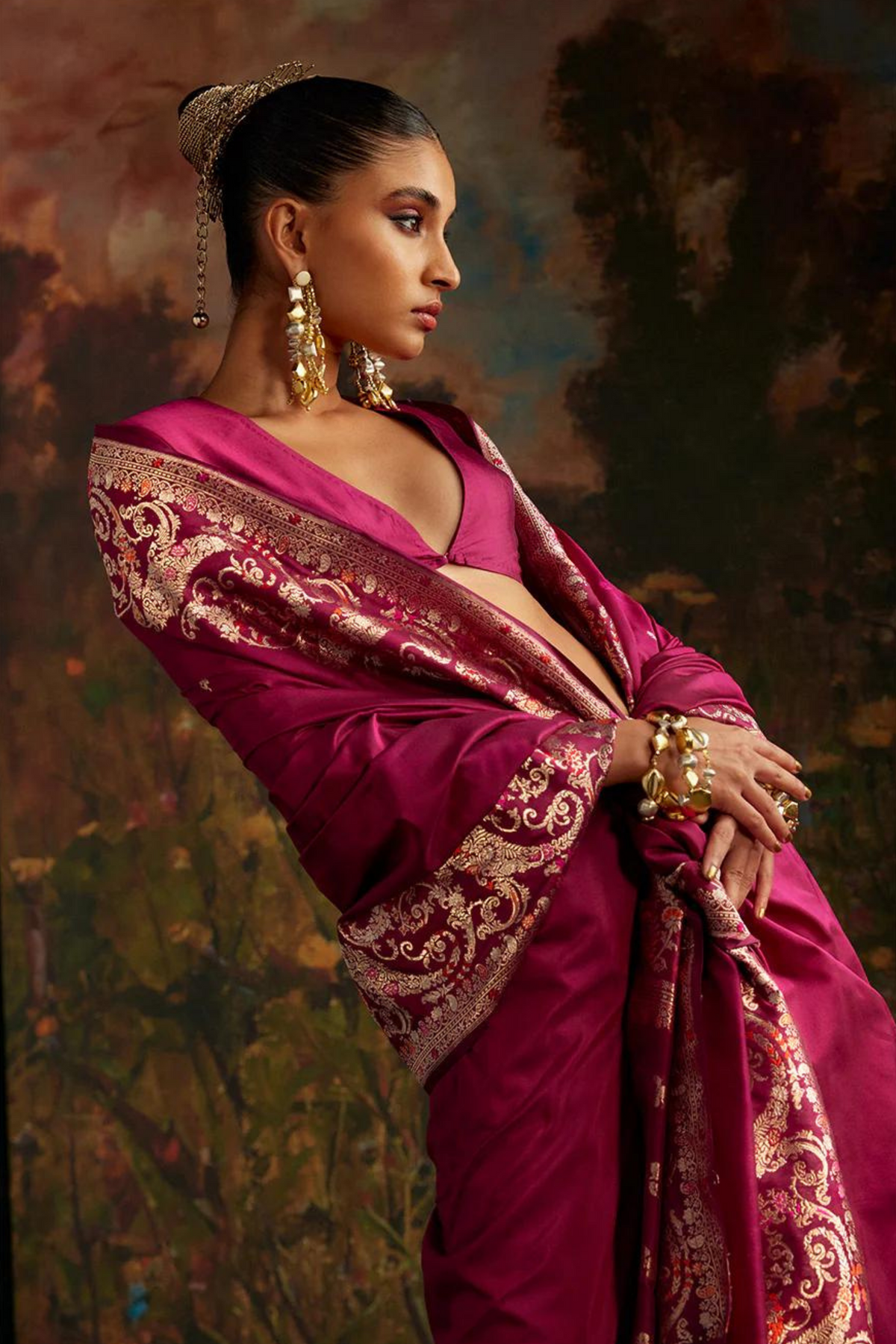 Handwoven Garnet Silk Saree