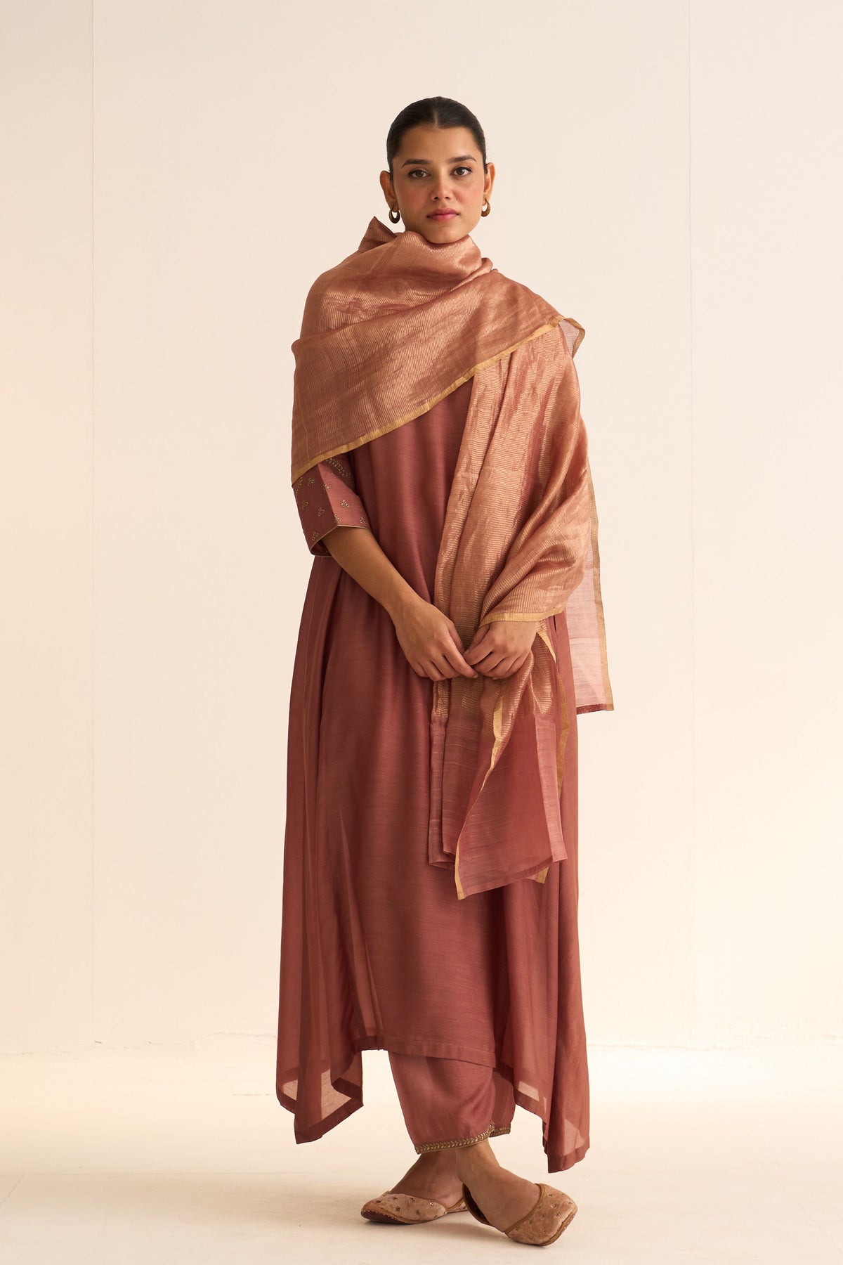 Rosewood Zari Stripped Dupatta