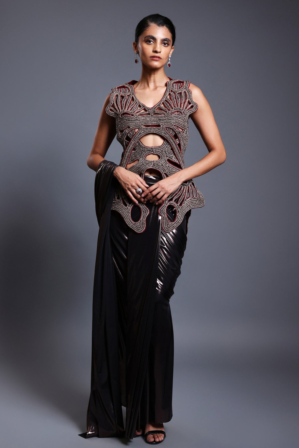 Black Draped Saree