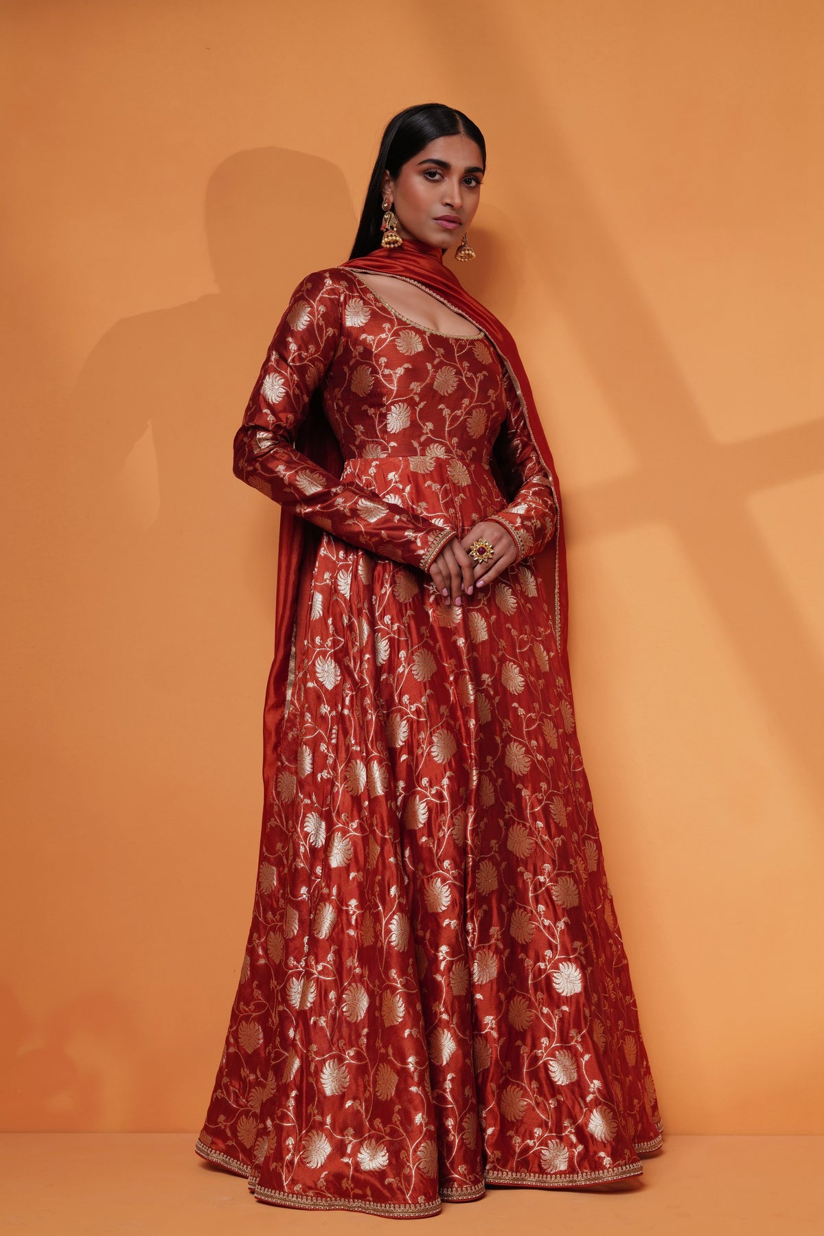 Red Embroidery Gown Set