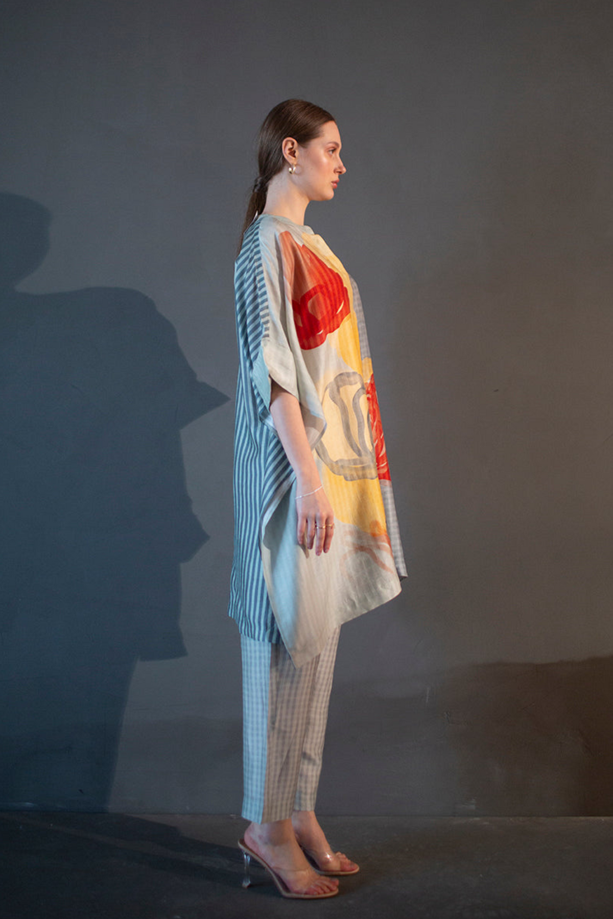 Abstract Geometric In Dupion Silk Tunics Set