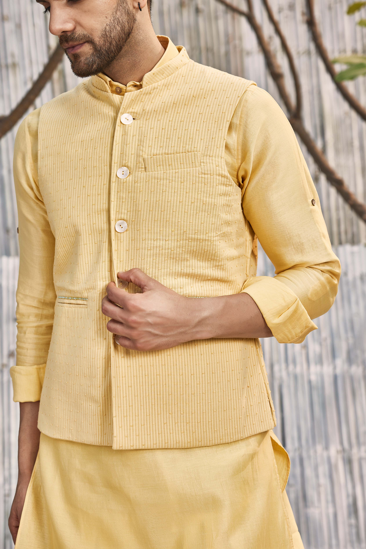 Cotton Yellow Bundi Jacket