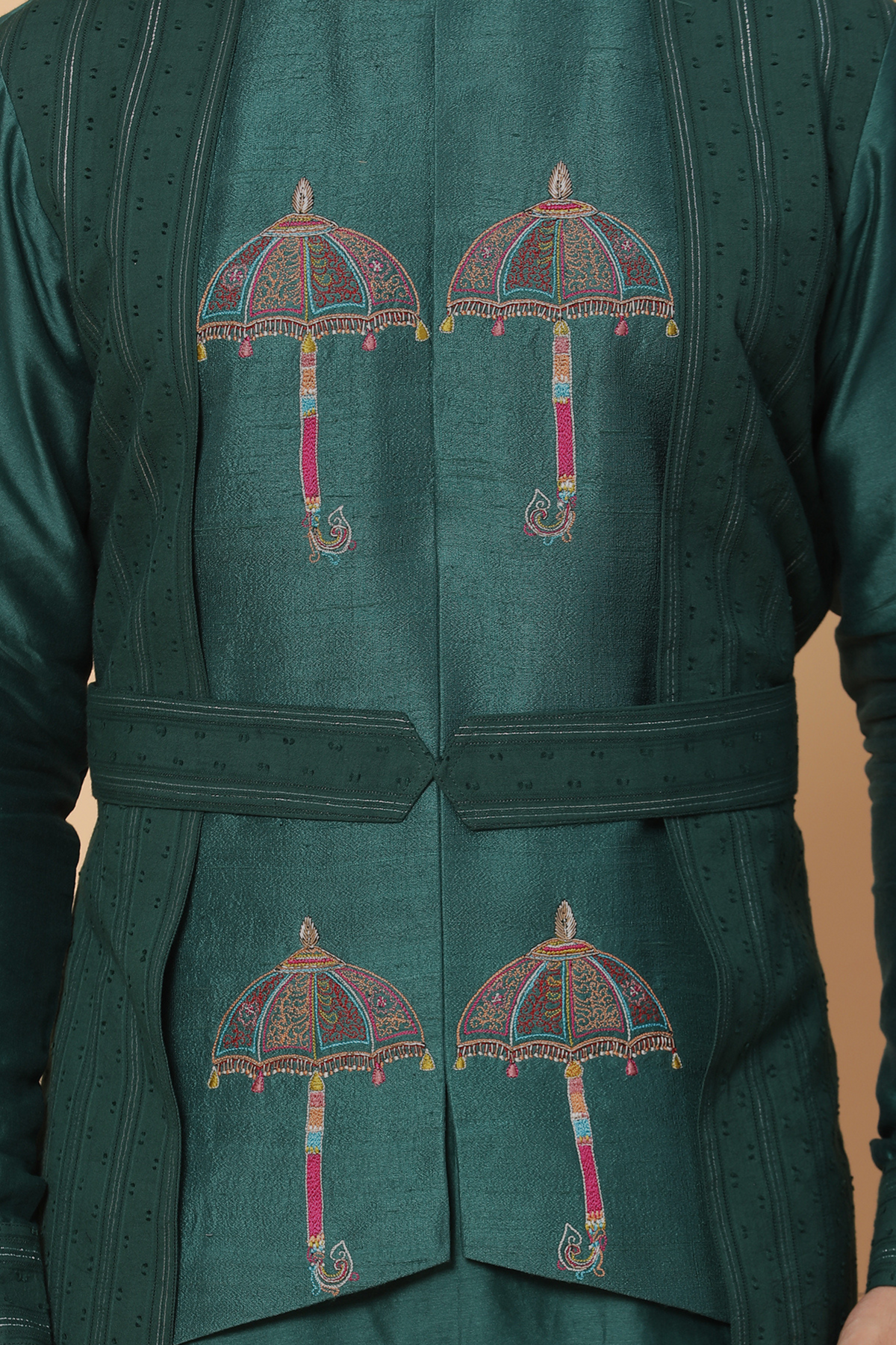 Peacock Green umbrella kurta with churidar