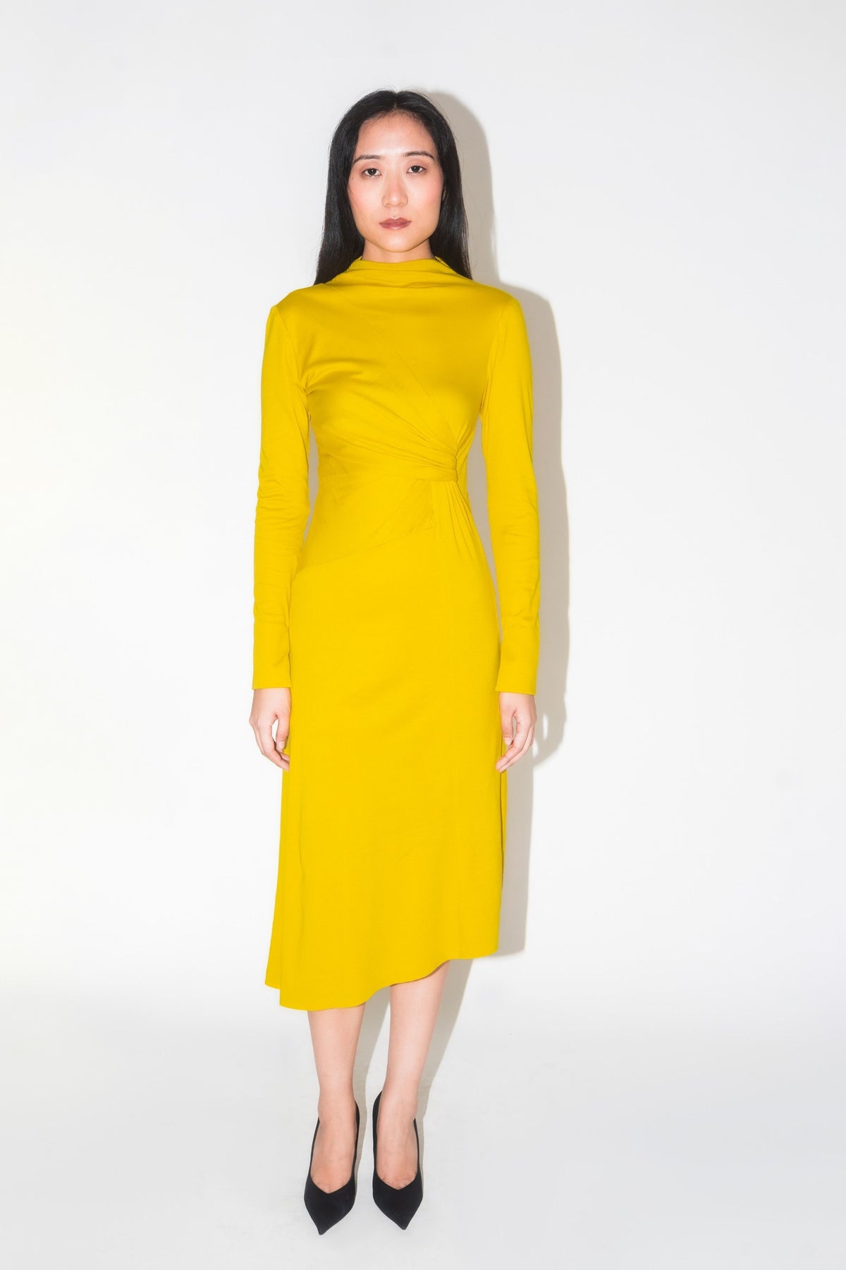 Luminous Draped Yellow Dress