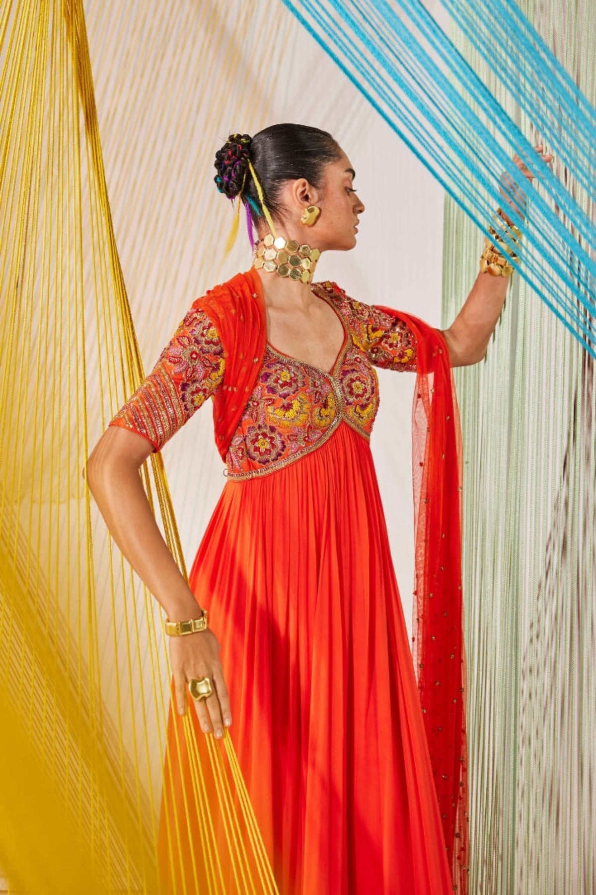 Orange Anika Anarkali Set