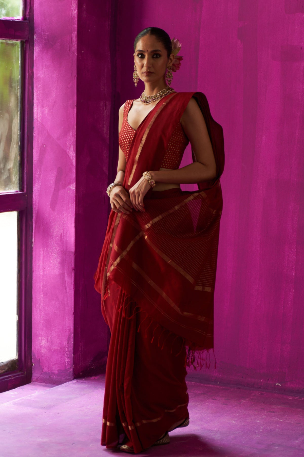 Heena Maroon Saree